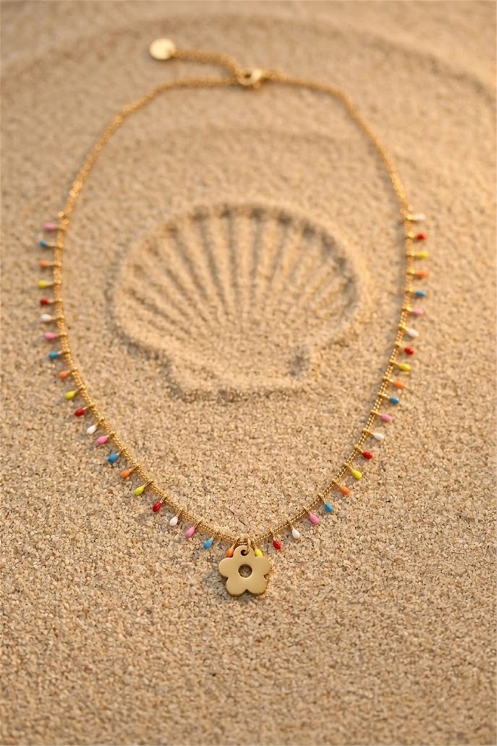 Grossiste Bellissima - Collier Fleur Acier Inoxydable – Élégance Colorée & Tendance