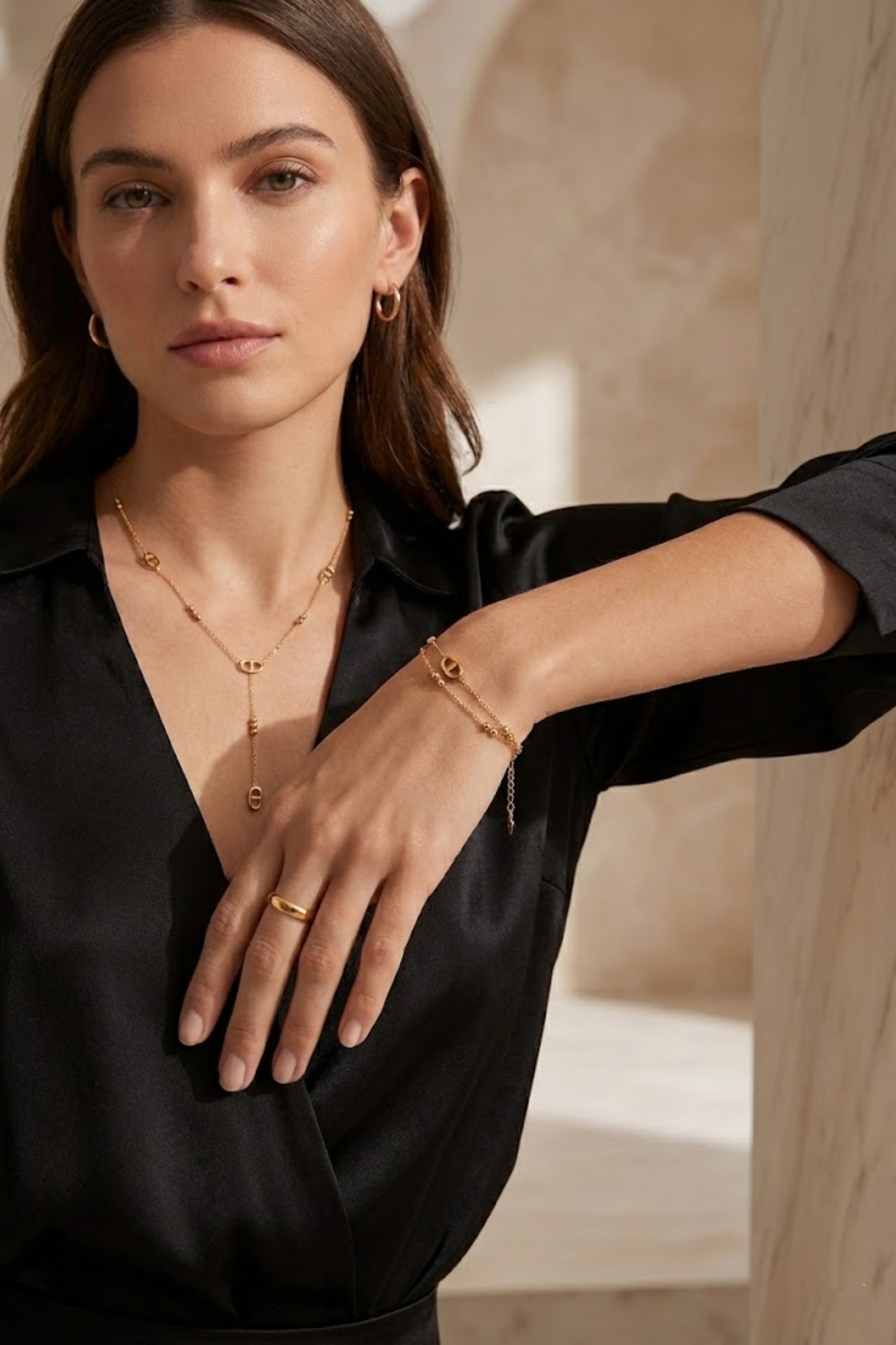 Grossiste Bellissima - Collier boucle marine design Y en acier inoxydable