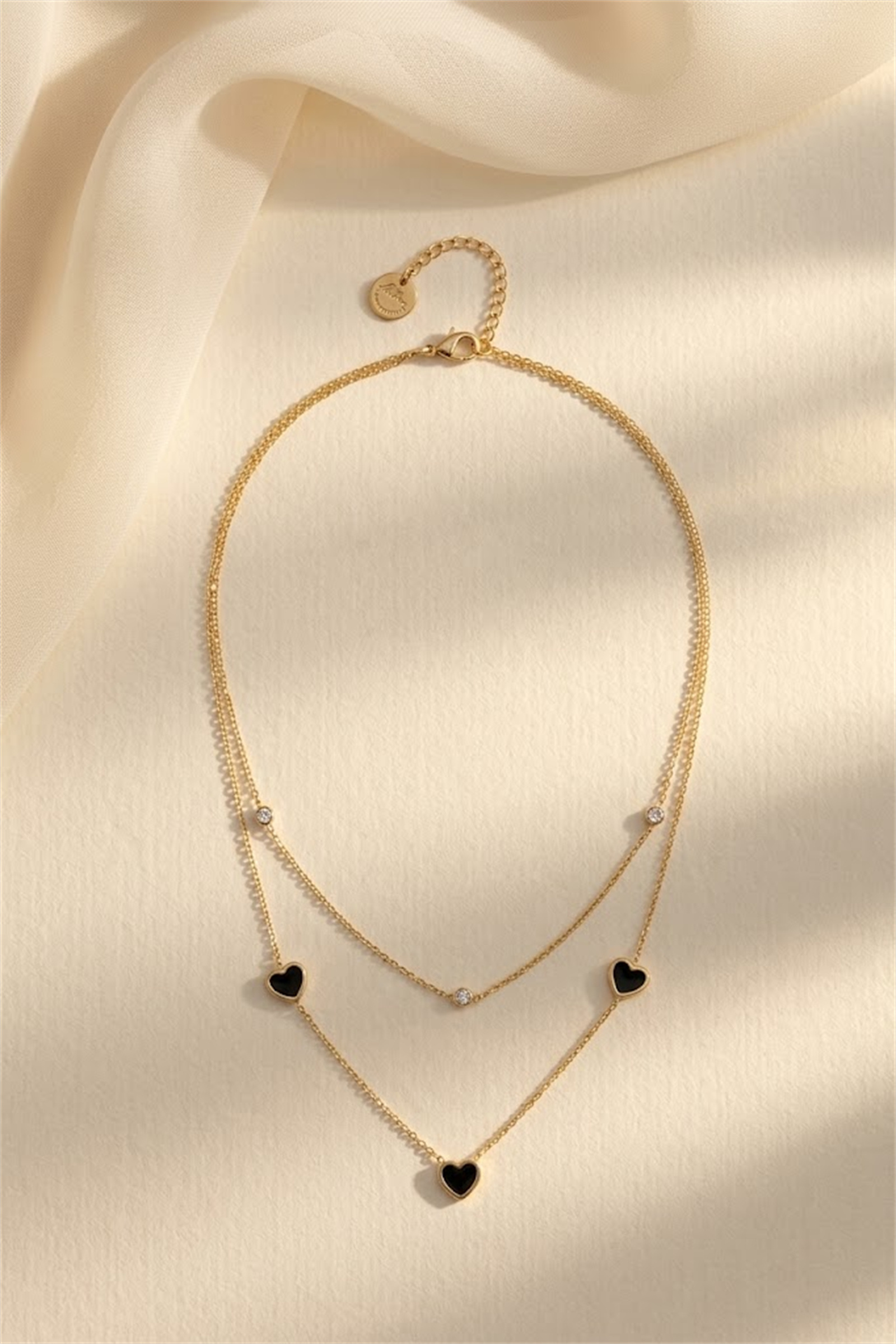 Wholesaler Bellissima - Double-layer necklace with small hearts in stainless steel