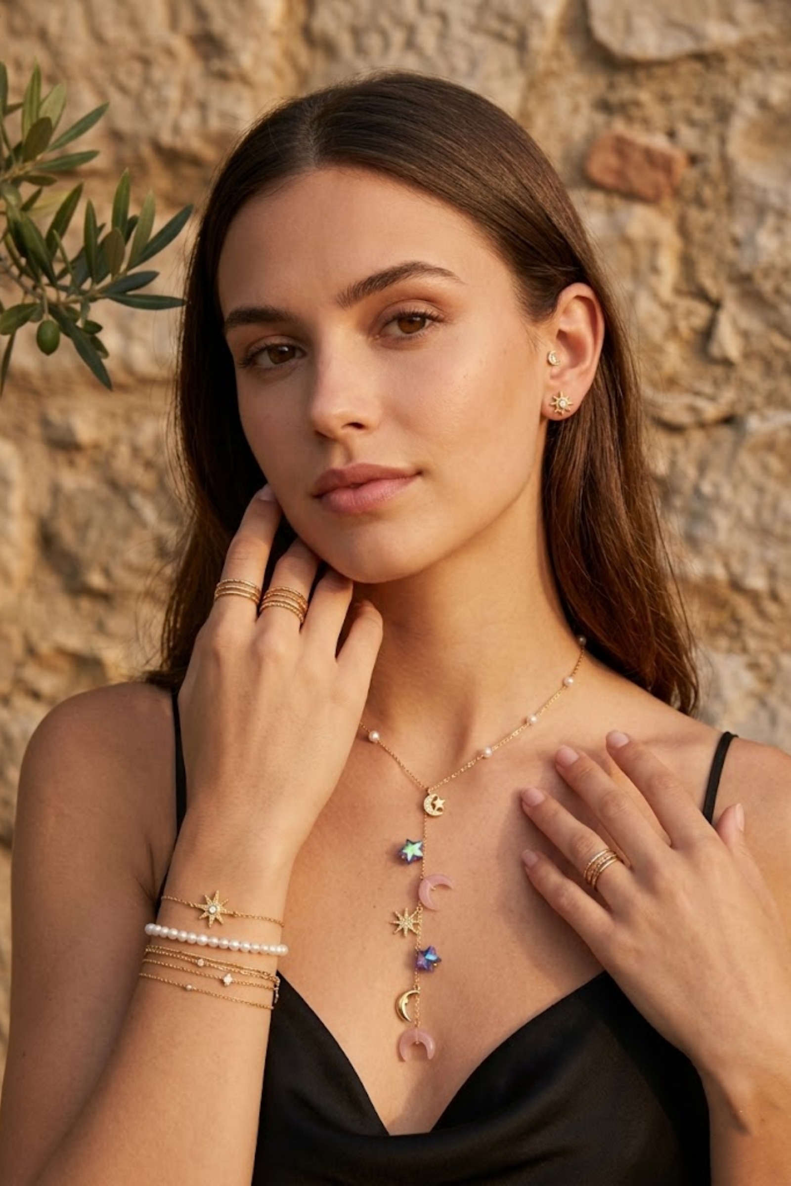 Grossiste Bellissima - Collier Lune & Étoiles – Acier Inoxydable Doré