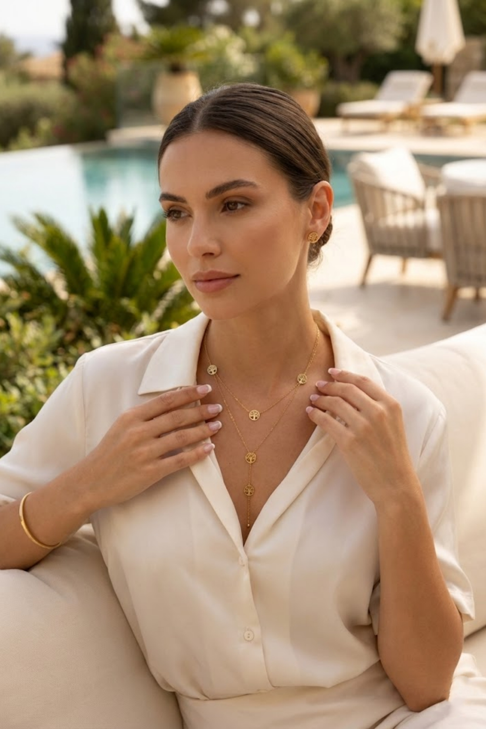 Grossiste Bellissima - Collier Y Arbre de Vie – Acier Inoxydable Doré / Argenté