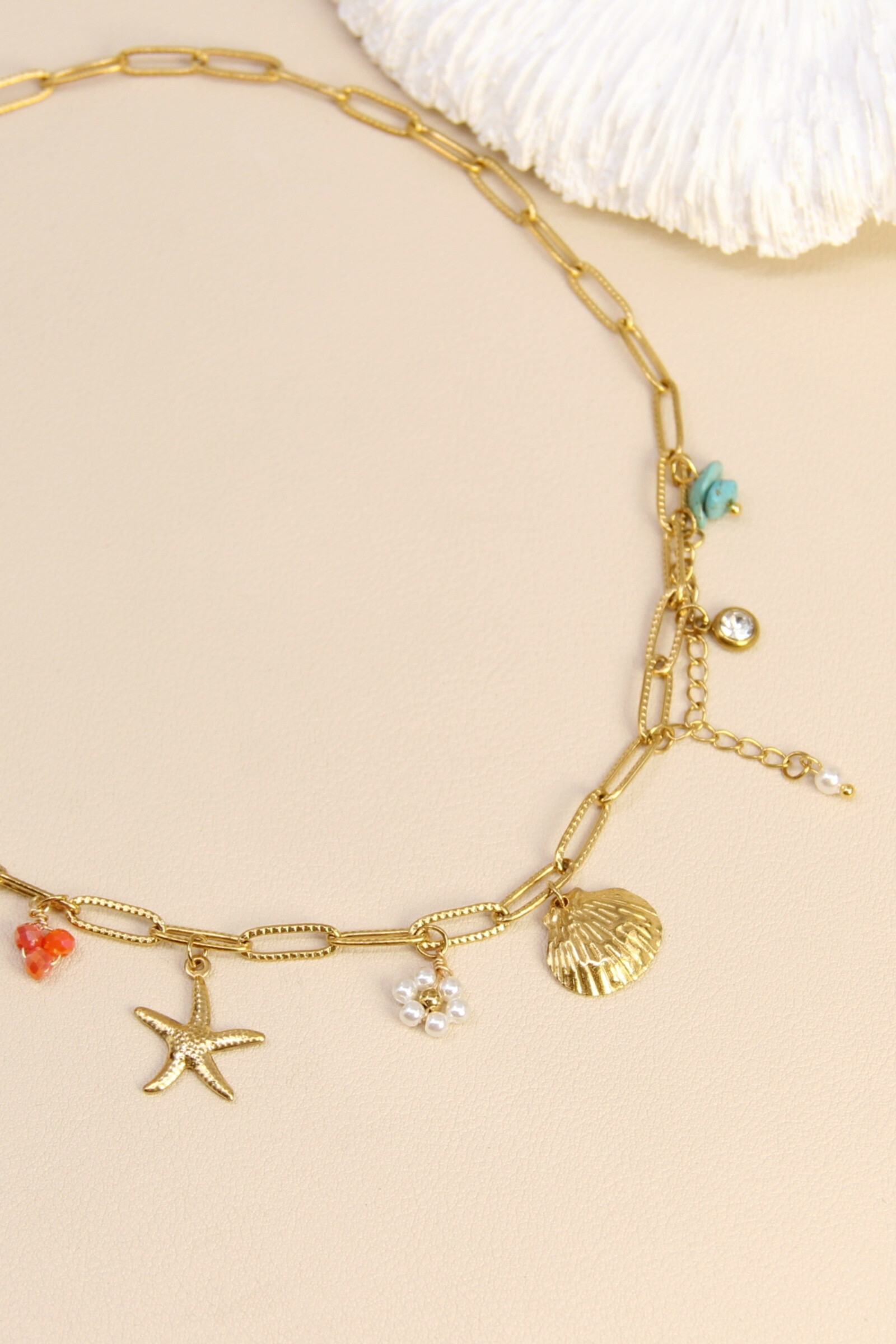 Grossista Bellissima - Collana in acciaio inossidabile di tendenza estiva - ciondoli marini e maglie eleganti