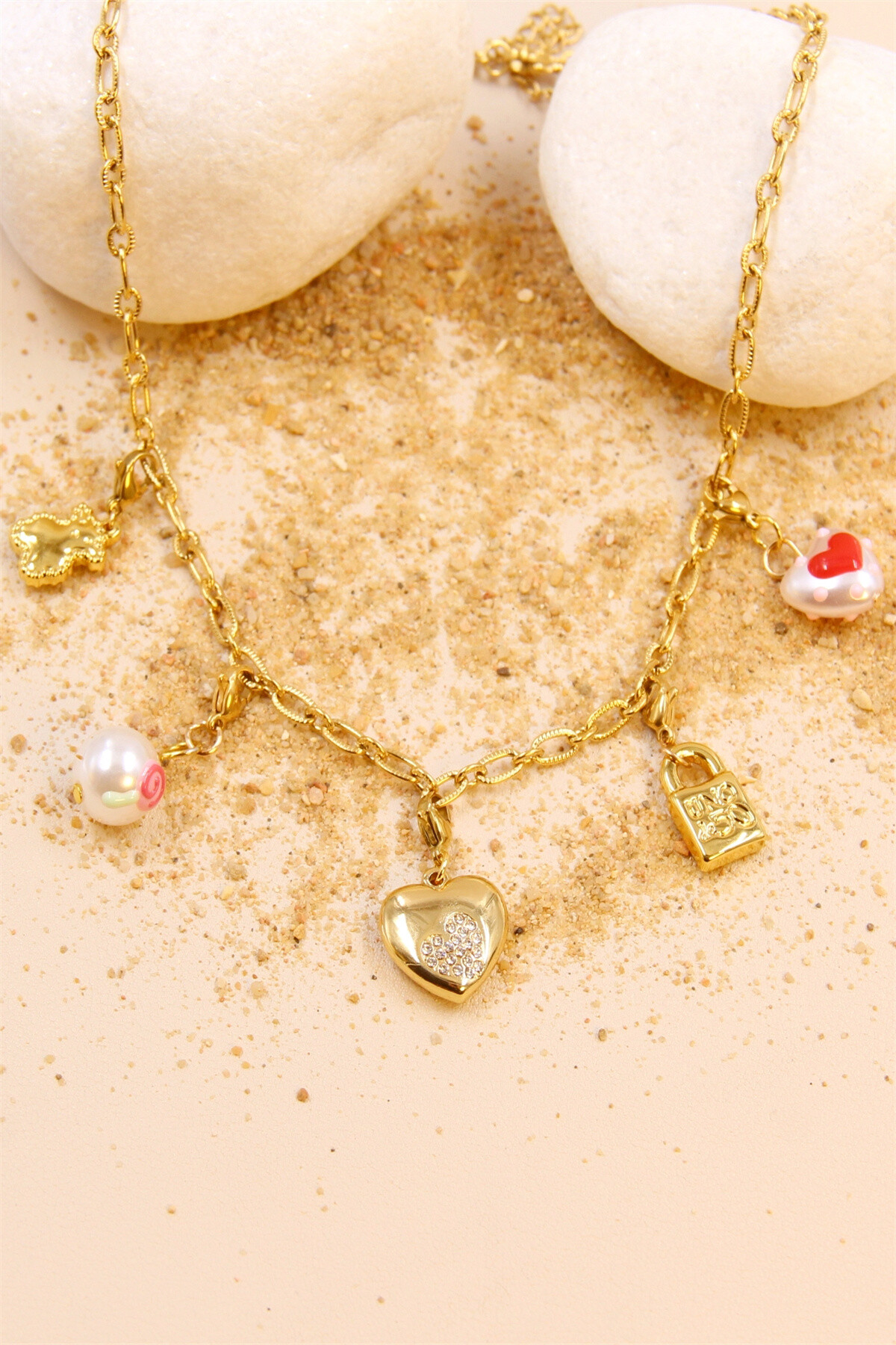 Grossiste Bellissima - Collier Charm's Amovible en Acier Inoxydable