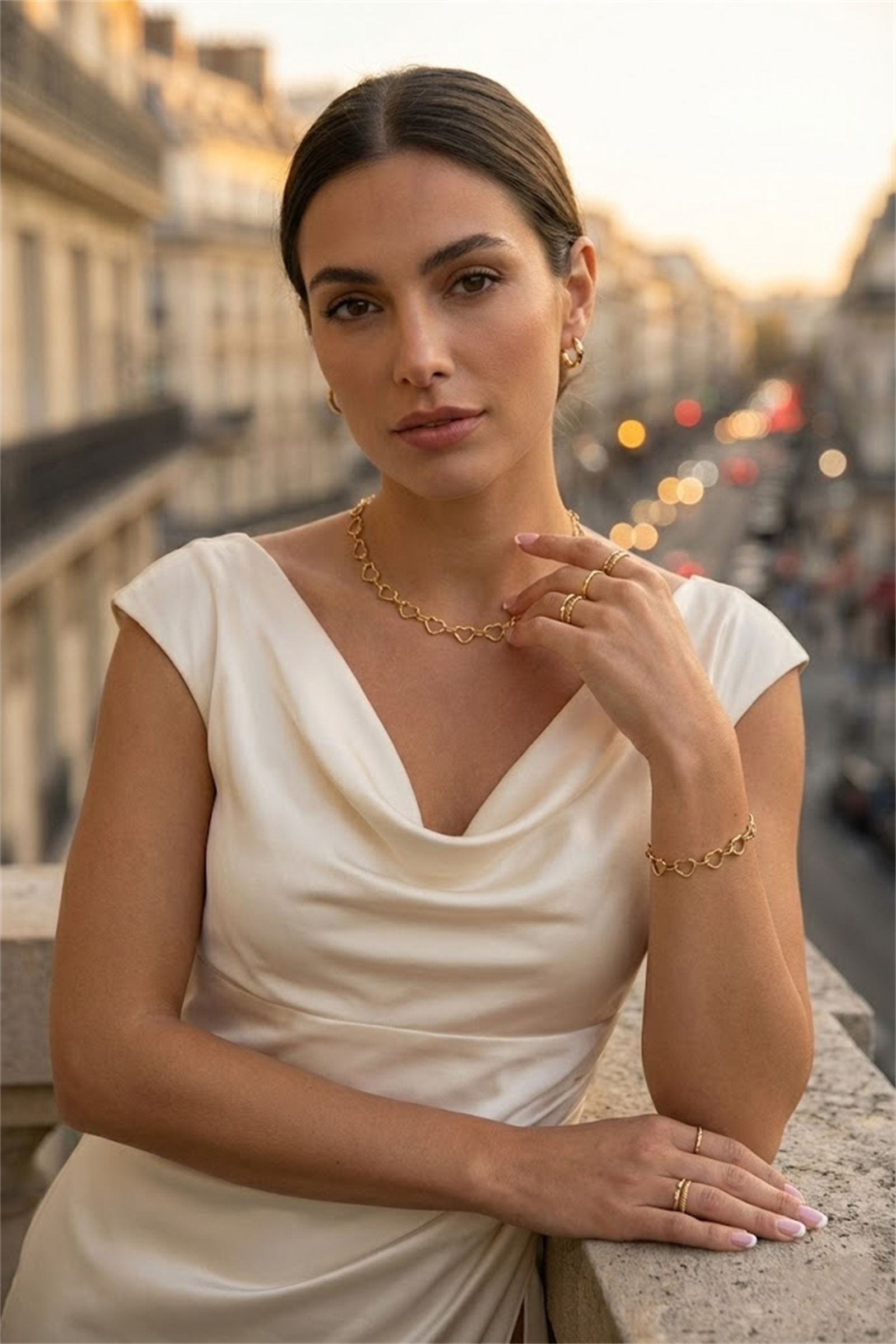 Grossiste Bellissima - Collier cœur acier inoxydable doré – Chaîne élégante romantique