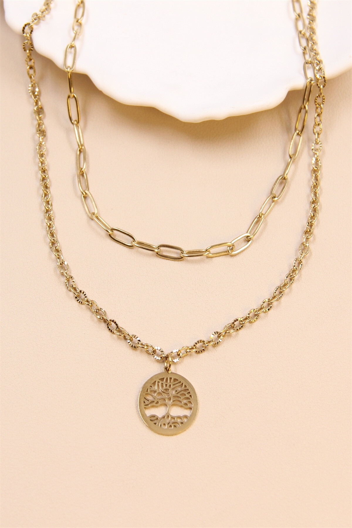 Grossiste Bellissima - Collier en Acier Inoxydable avec Pendentif Arbre de Vie