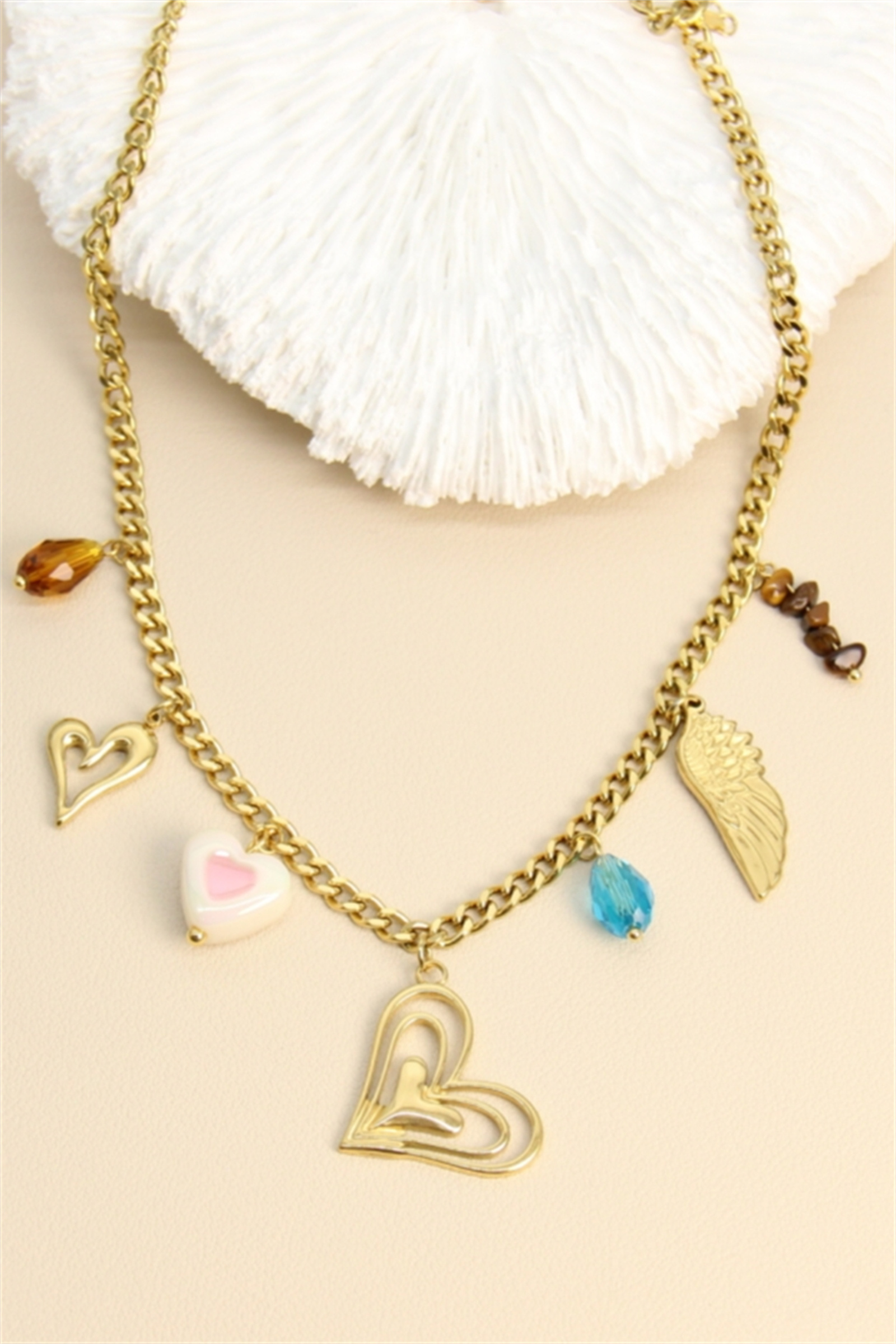 Grossiste Bellissima - Collier ACIER INOXYDABLE – Cœurs & Charms Multicolores