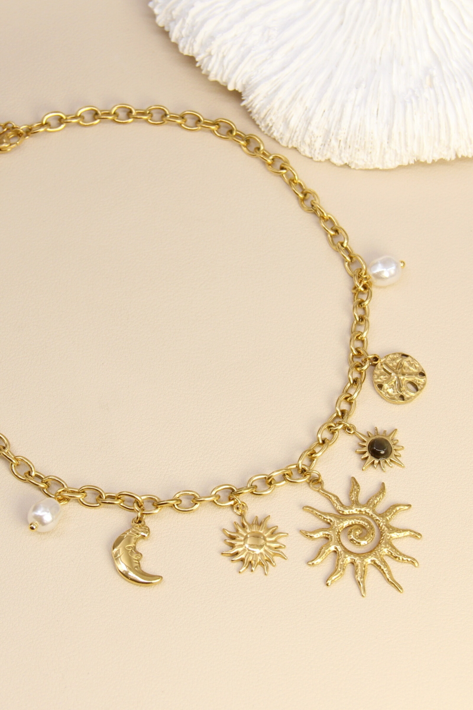 Grossista Bellissima - Collana sole e astri - Ciondoli celesti e perle