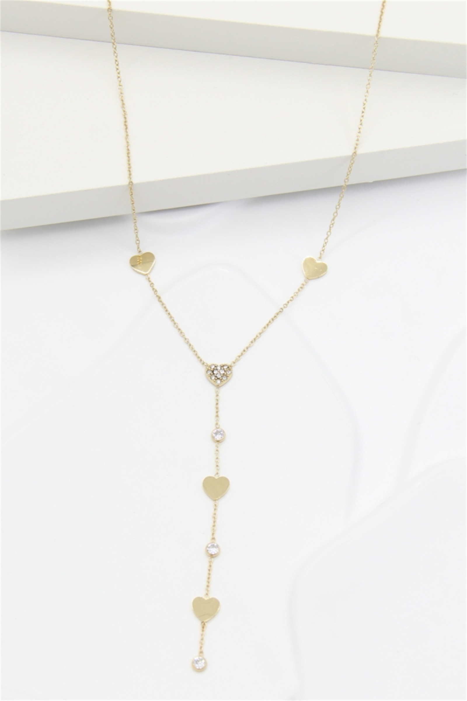 Grossiste Bellissima - Collier Cœurs Pendentif – ACIER INOXYDABLE DORÉ