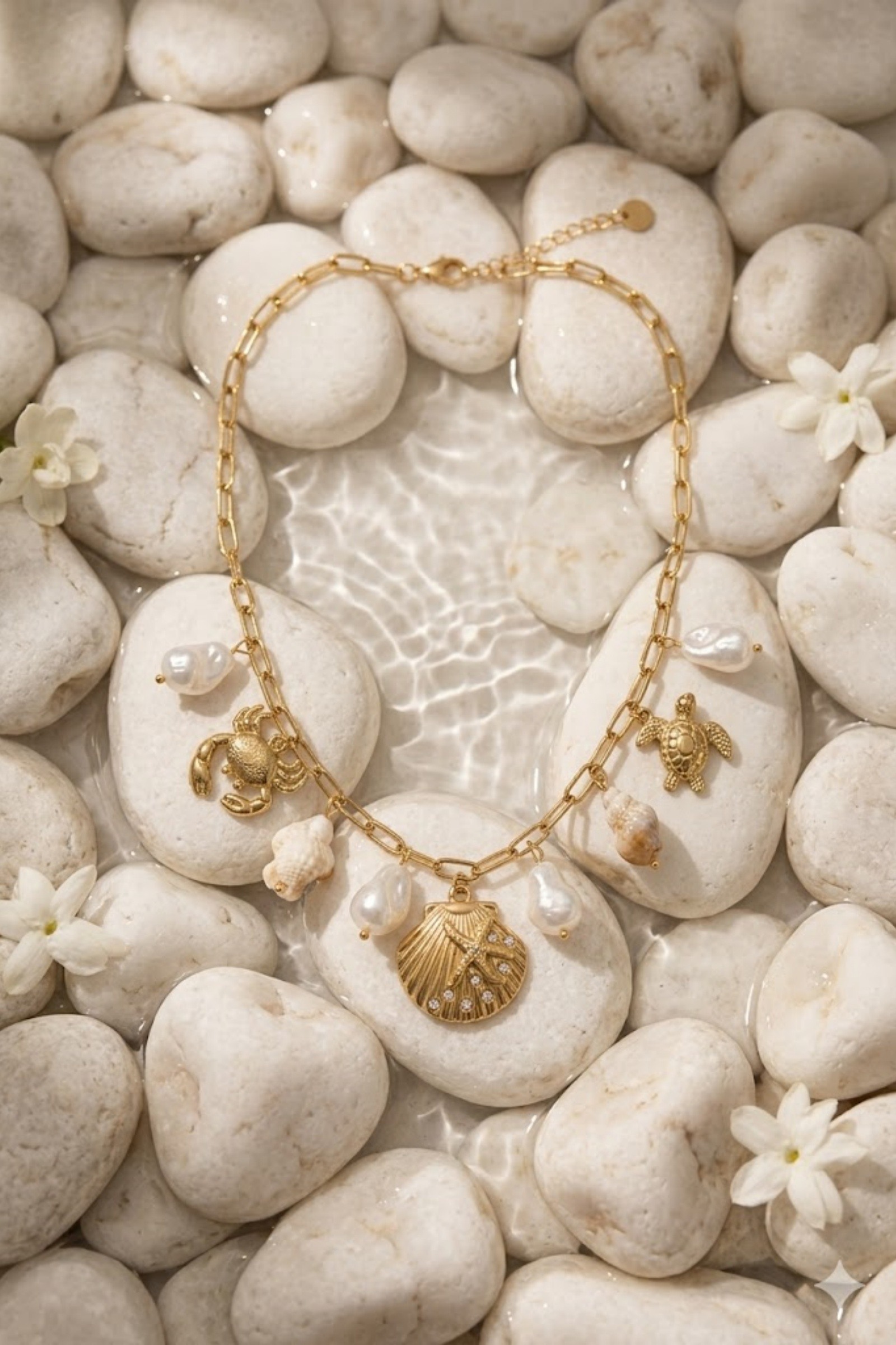 Mayorista Bellissima - Collar Marino con Perlas y Conchas – Acero Inoxidable Dorado para Mujer