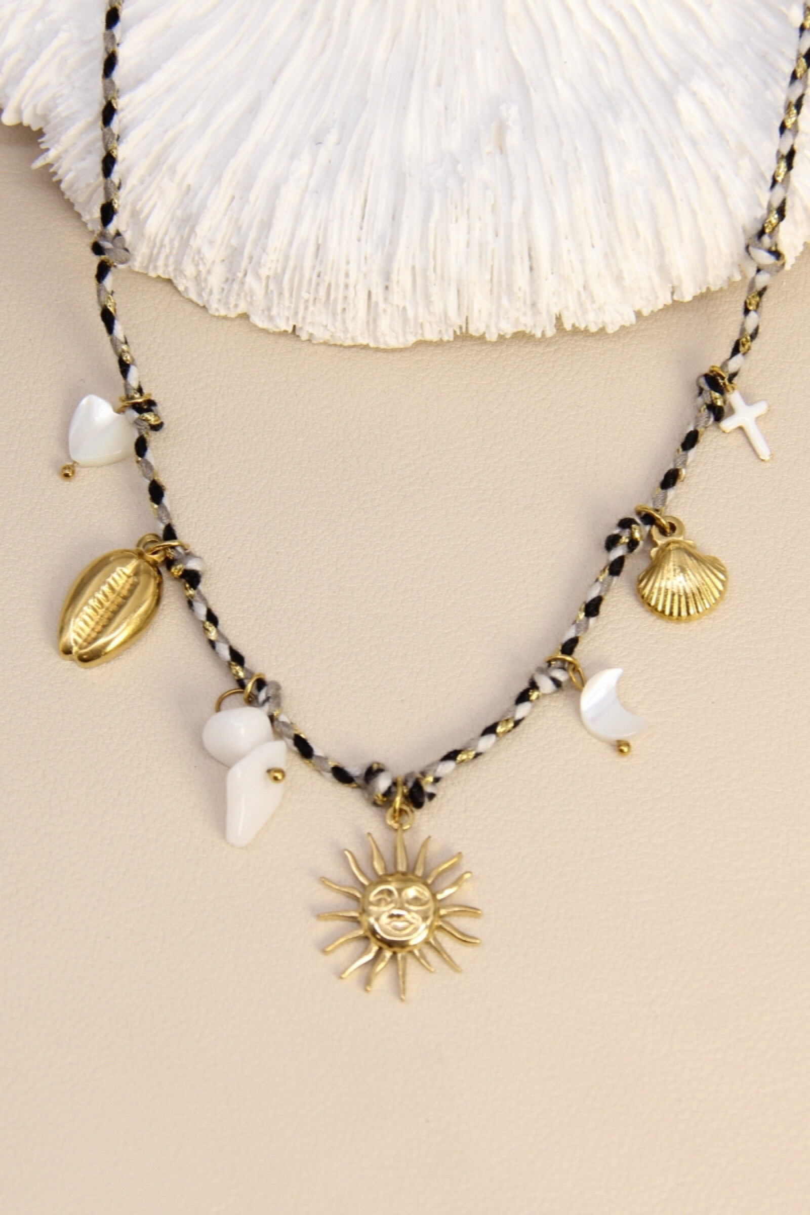 Wholesaler Bellissima - Sun & Symbols Charms Necklace - Bohemian Chic Spirit