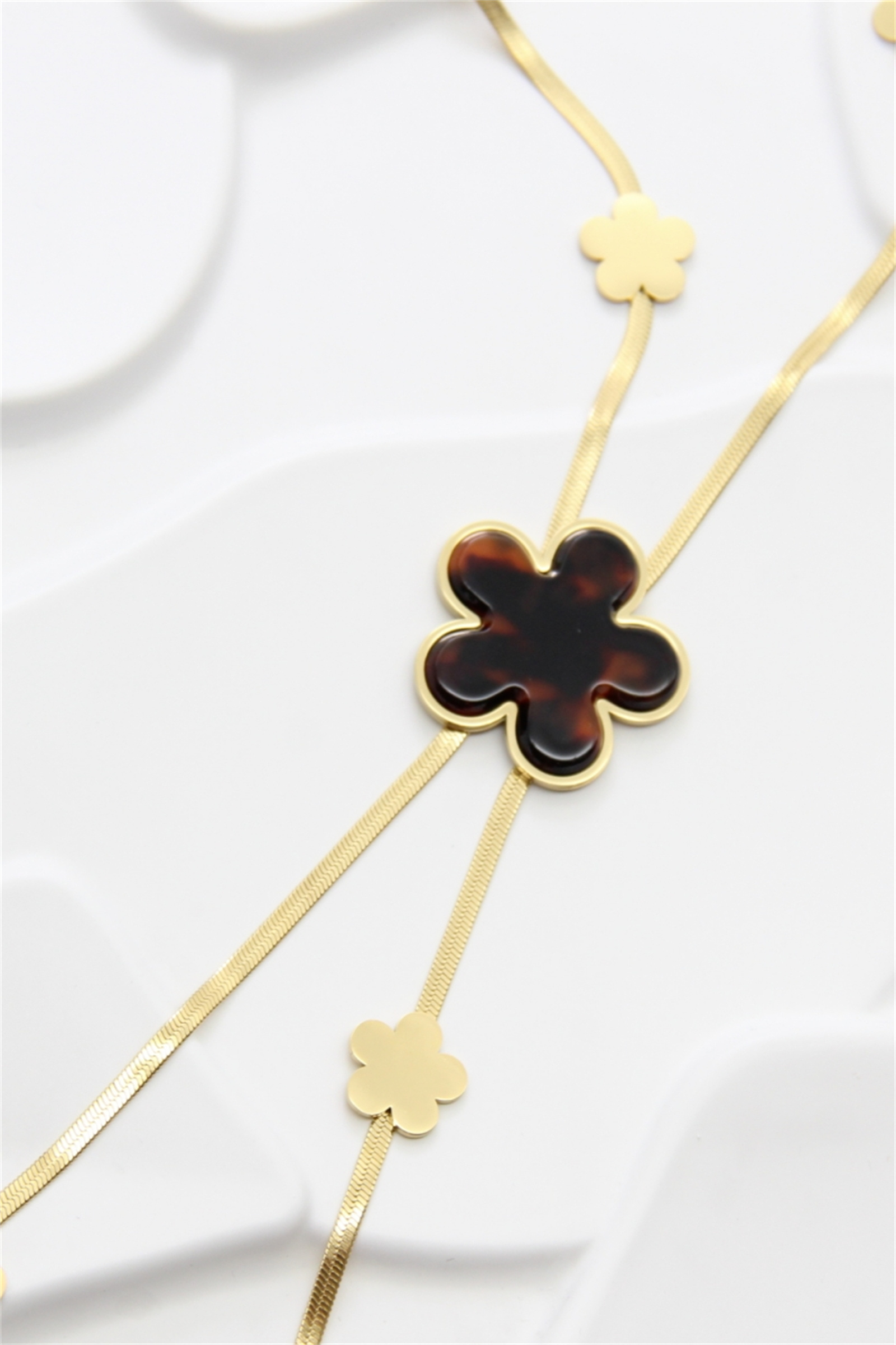 Grossiste Bellissima - Collier Long Fleur en Acier Inoxydable