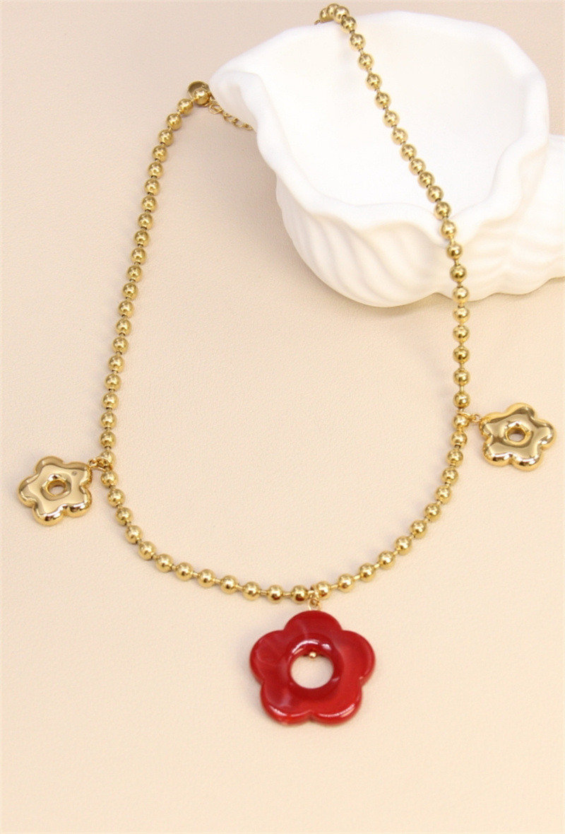 Grossiste Bellissima - Collier Fleur Multicolore – Élégance Inoxydable