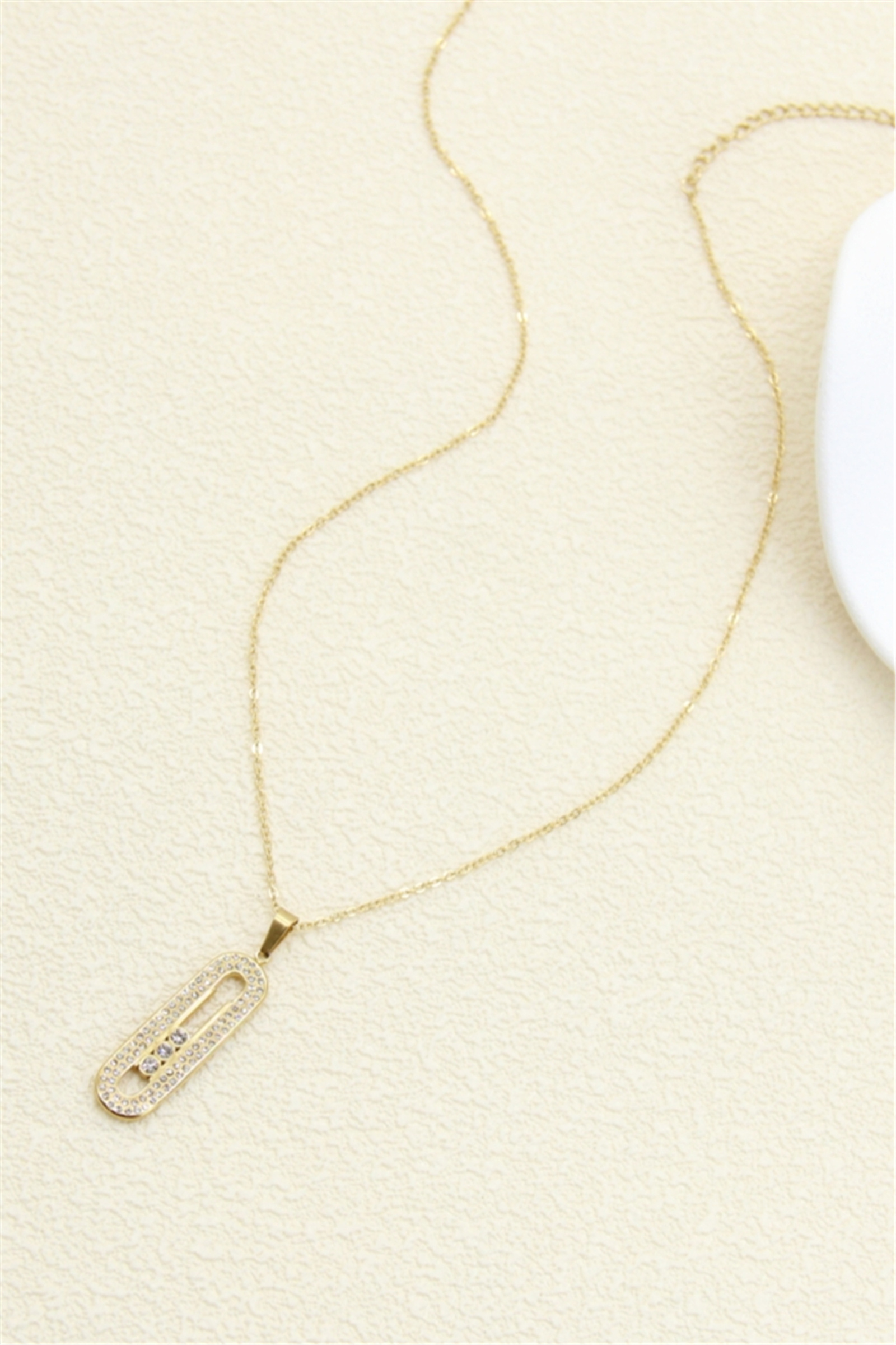 Mayorista Bellissima - Collar Colgante Rectangular de Strass – Acero Inoxidable