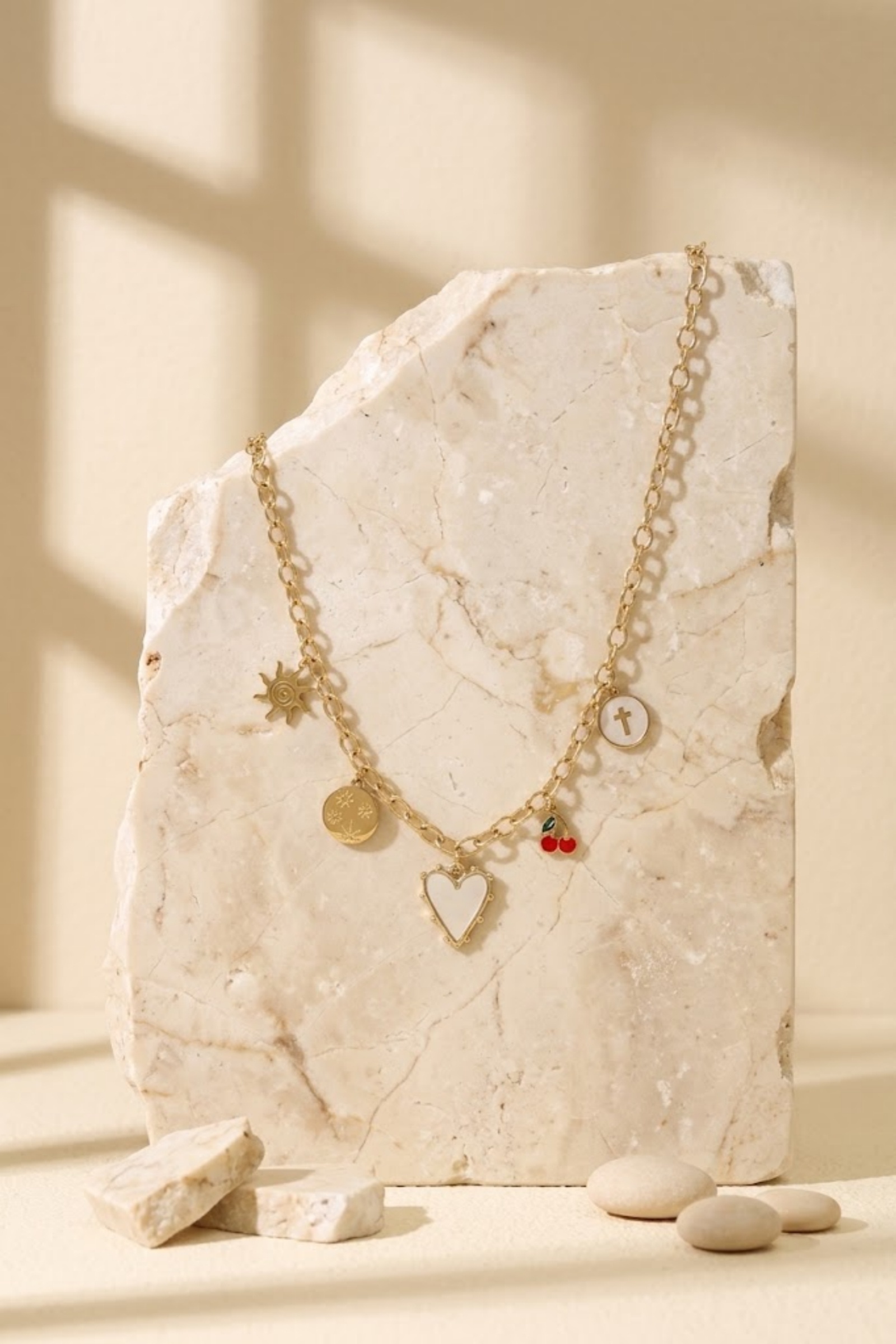 Großhändler Bellissima - Herz-Charm-Kette – Vergoldeter Edelstahl