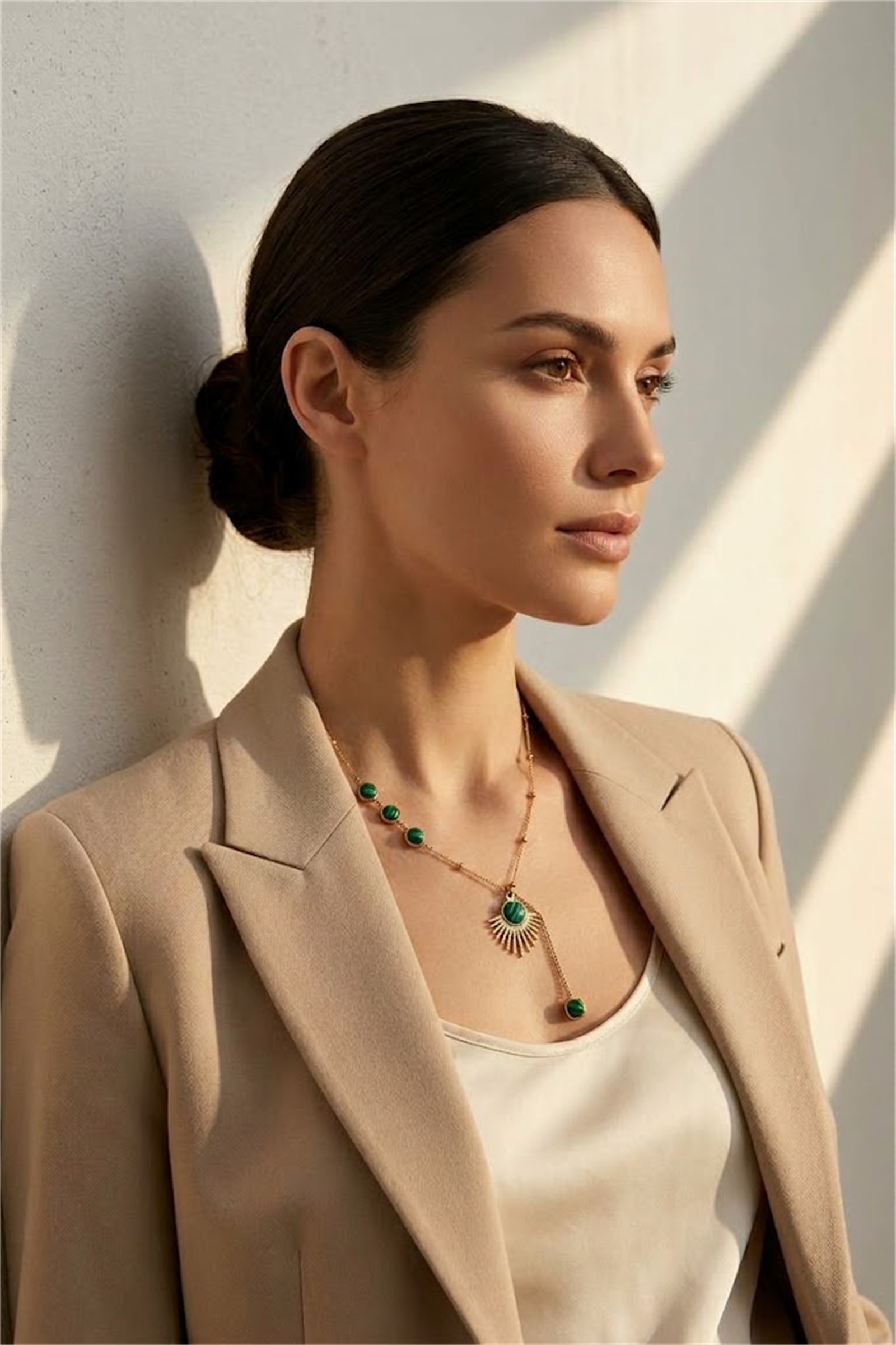 Wholesaler Bellissima - Sunburst necklace with drop charm in stainless steel