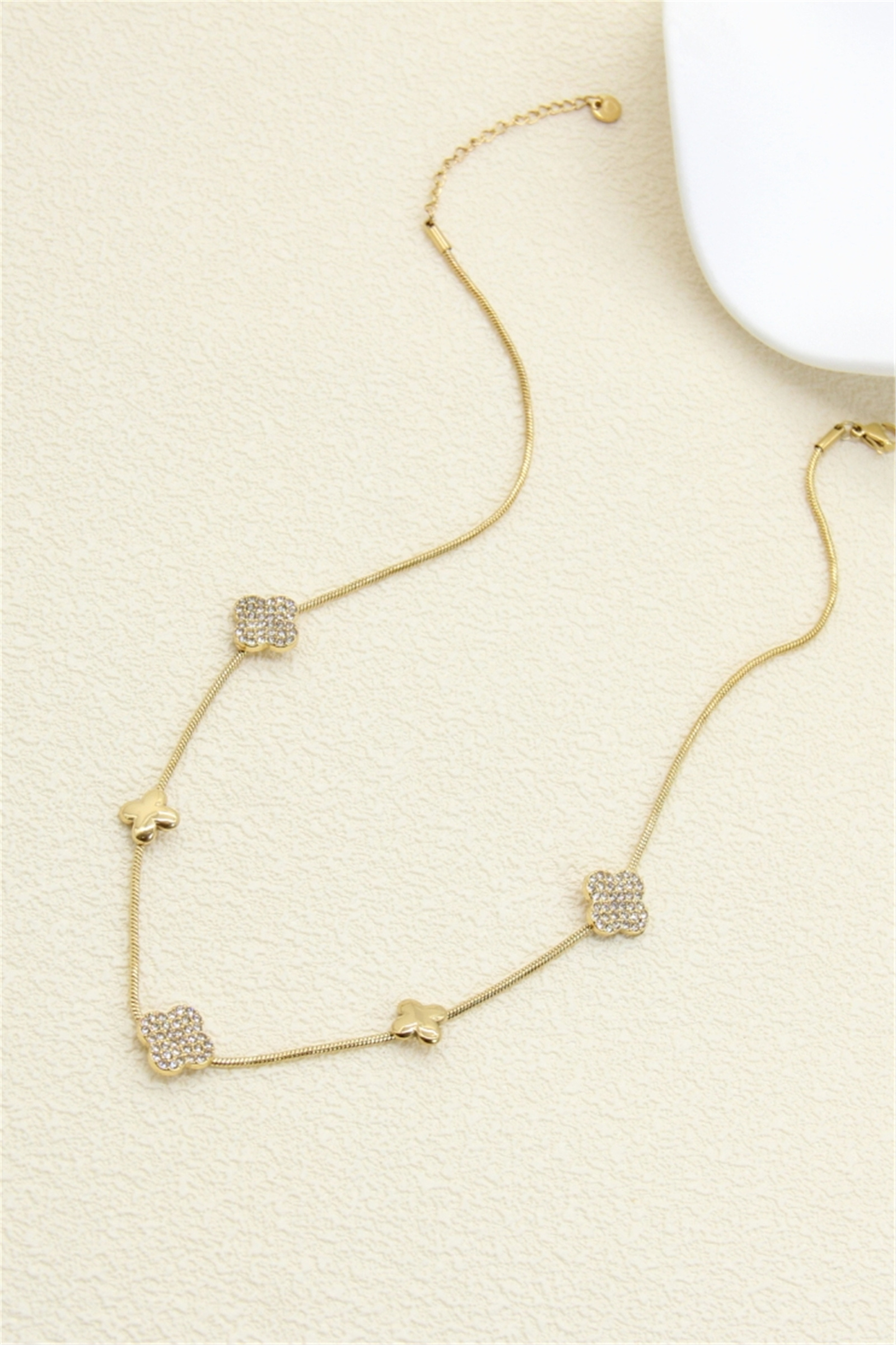 Mayorista Bellissima - Collar Trébol de Strass – Acero Inoxidable Dorado