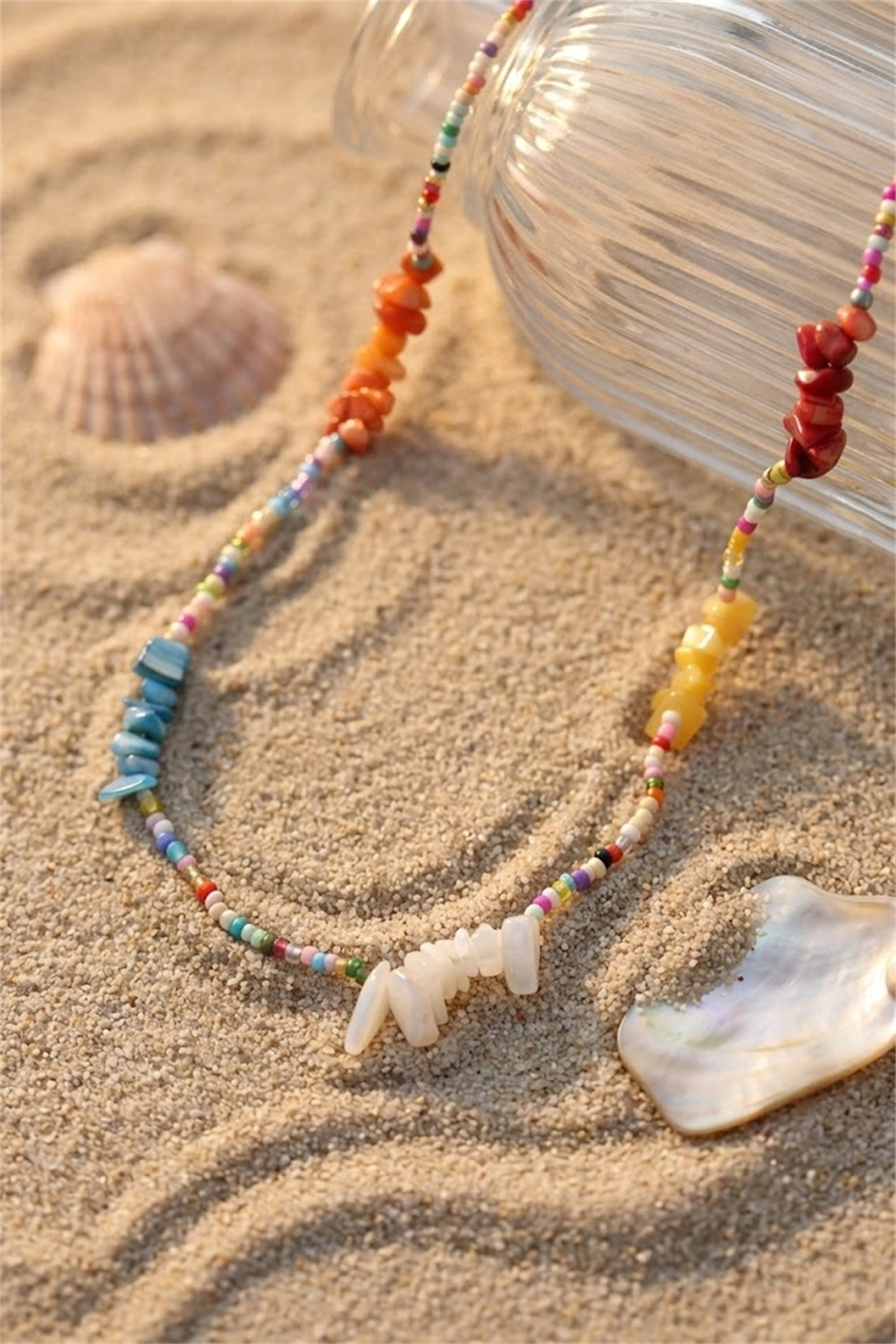 Grossiste Bellissima - Collier Perle Multicolore Acier Inoxydable – Style Bohème Coloré