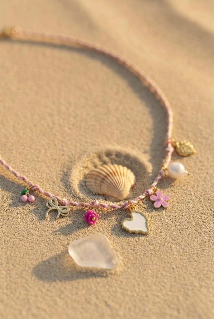 Grossiste Bellissima - Collier Rose en Acier Inoxydable & Charms Romantiques