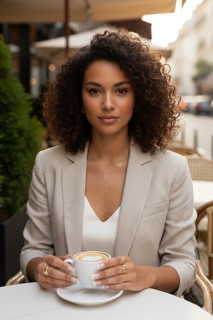 Grossiste Bellissima - Collier Y fleur ajourée en acier inoxydable doré – Chaîne fine – Bijou délicat et féminin