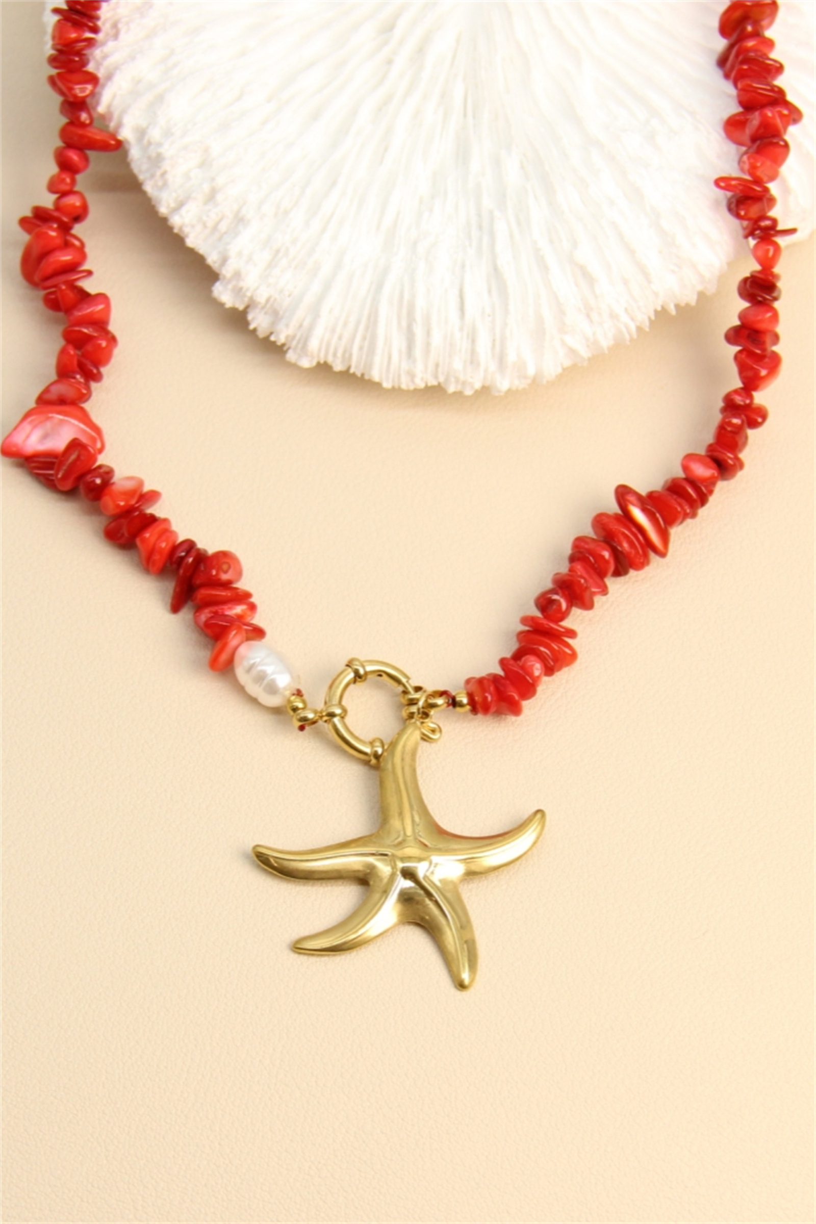 Grossiste Bellissima - Collier Étoile de Mer – Acier inoxydable et perles naturelles