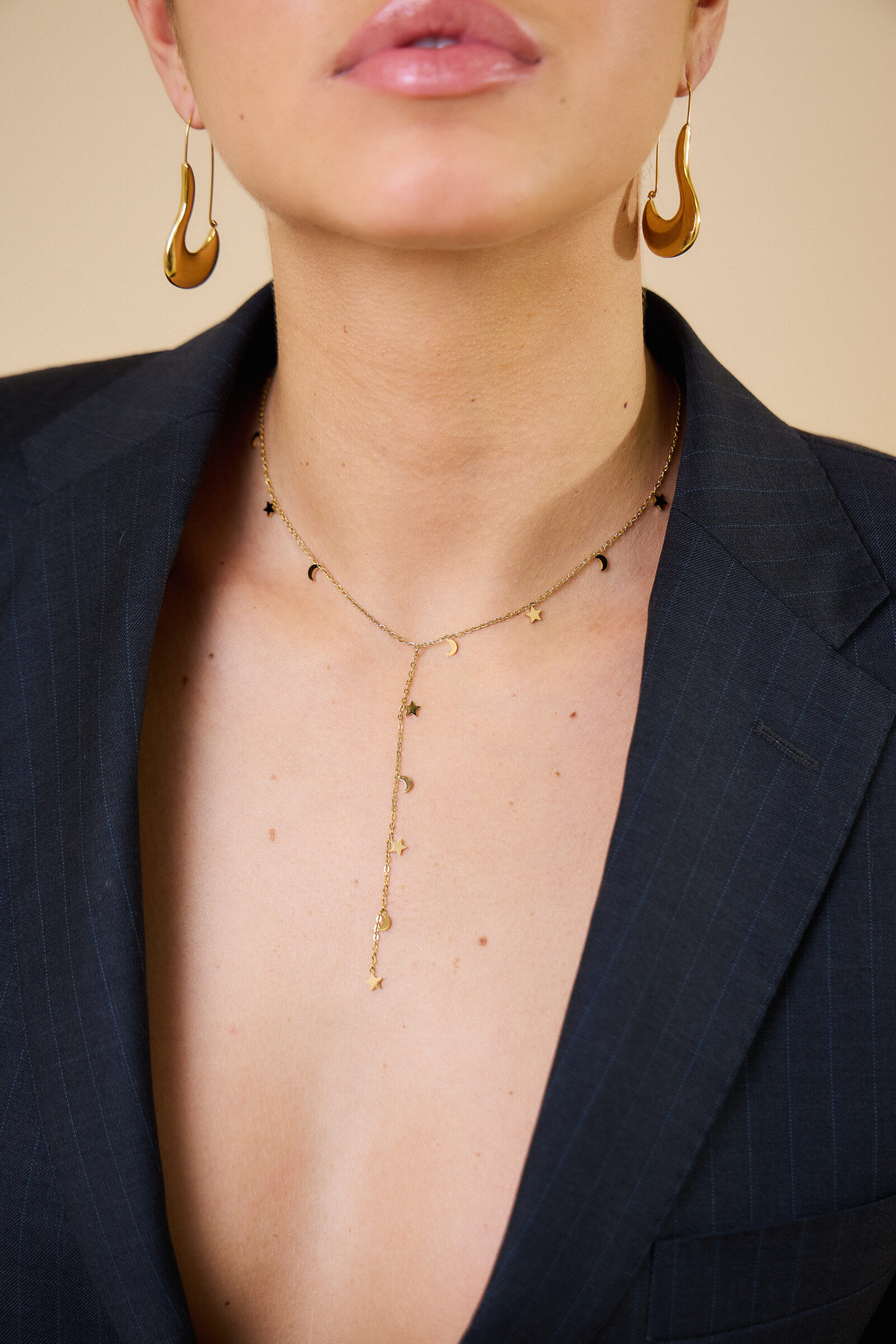 Grossiste Bellissima - Collier "Y" lune étoile en acier inoxydable : Modernité et mystère