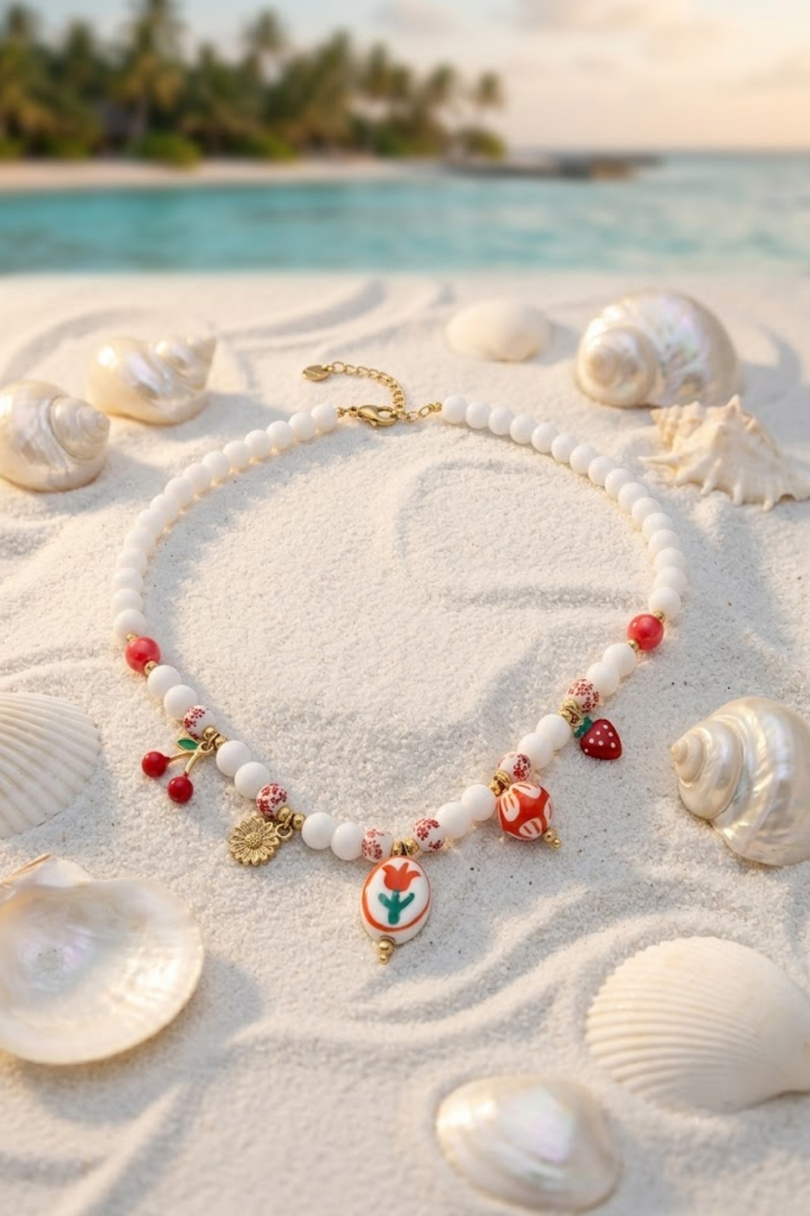 Grossiste Bellissima - Collier Breloques en Acier Inoxydable – Charms Fruités & Floraux