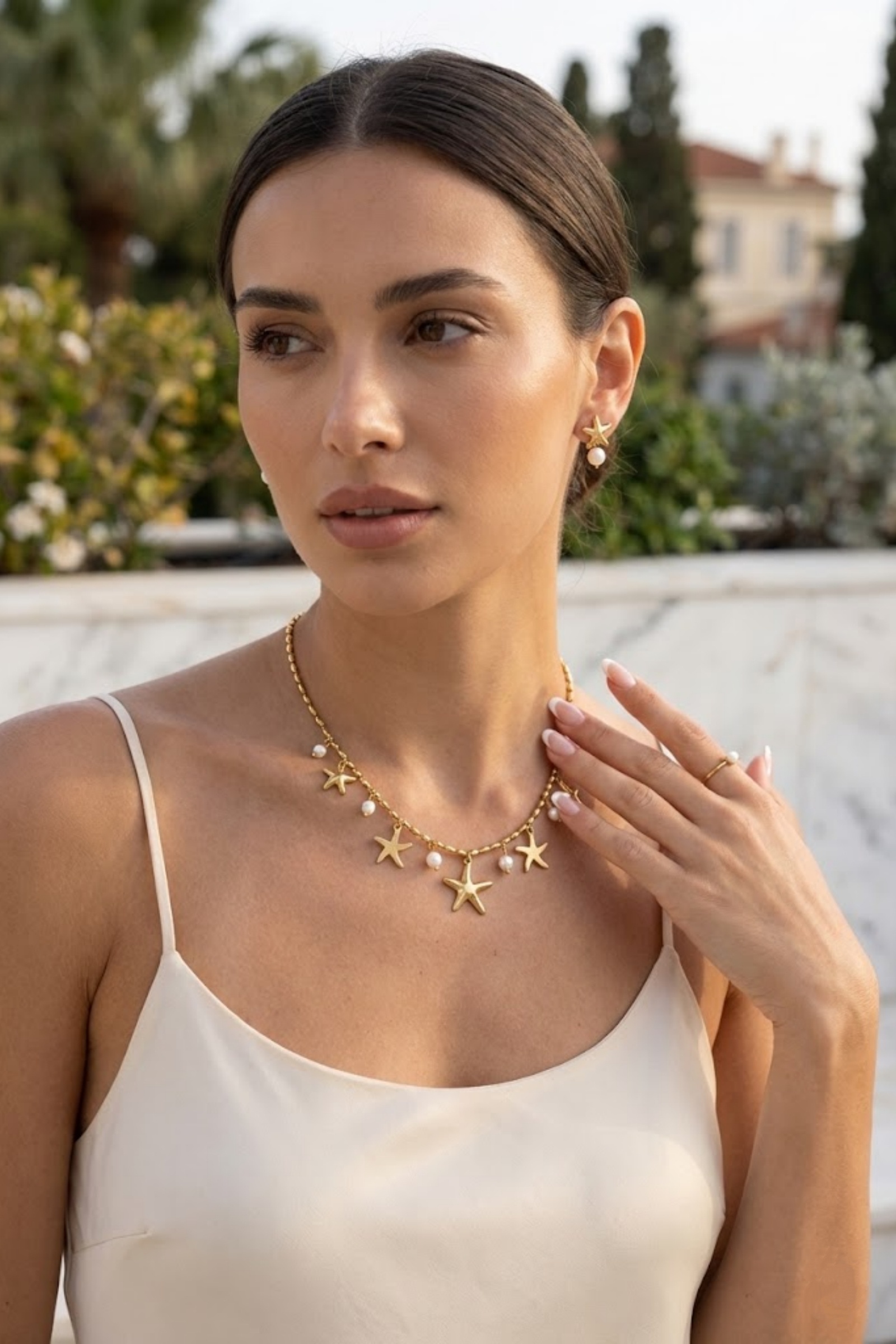 Grossiste Bellissima - Collier étoile de mer doré – Acier inoxydable & perles