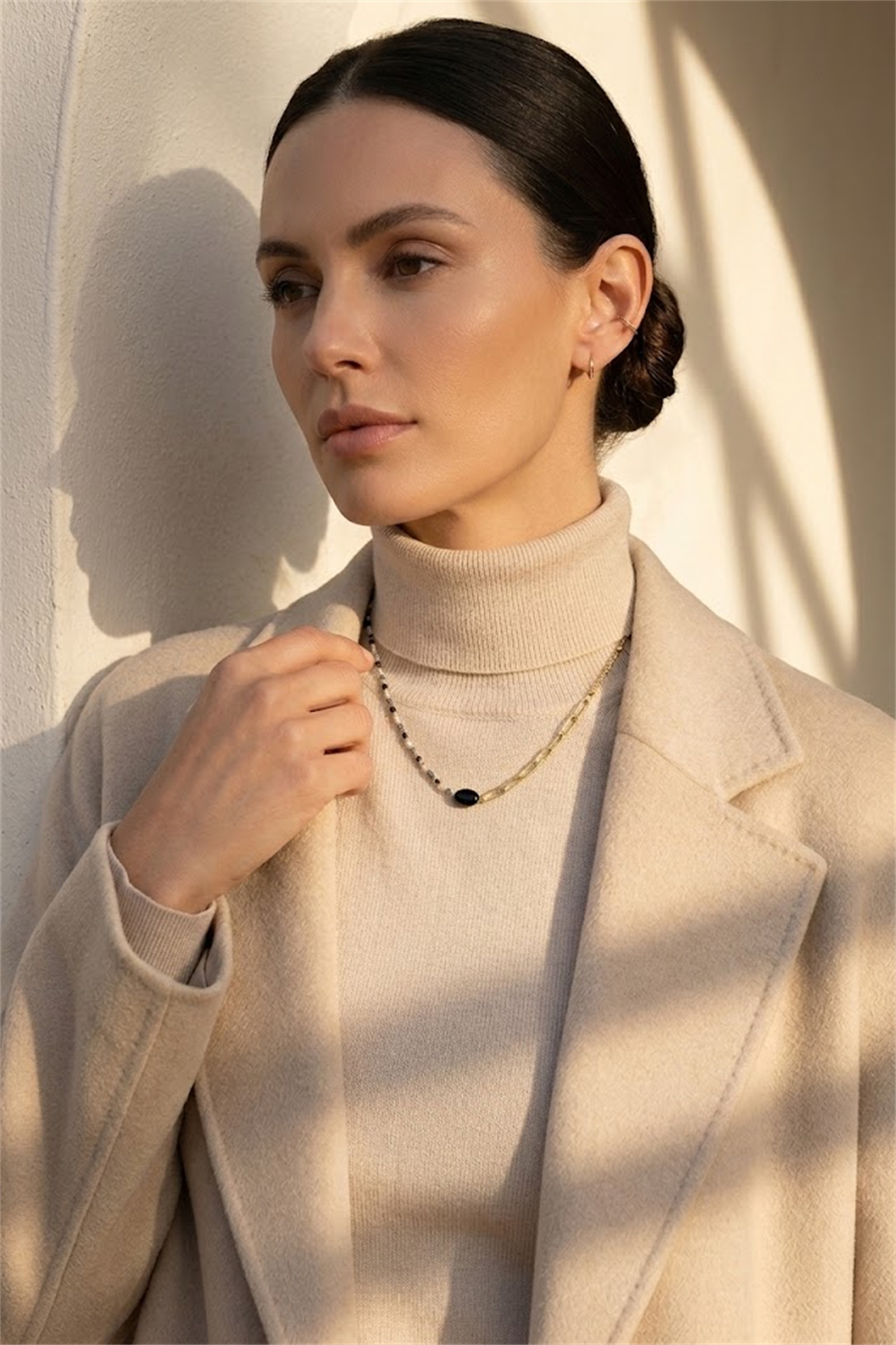 Wholesaler Bellissima - Asymmetric link and bead necklace in stainless steel