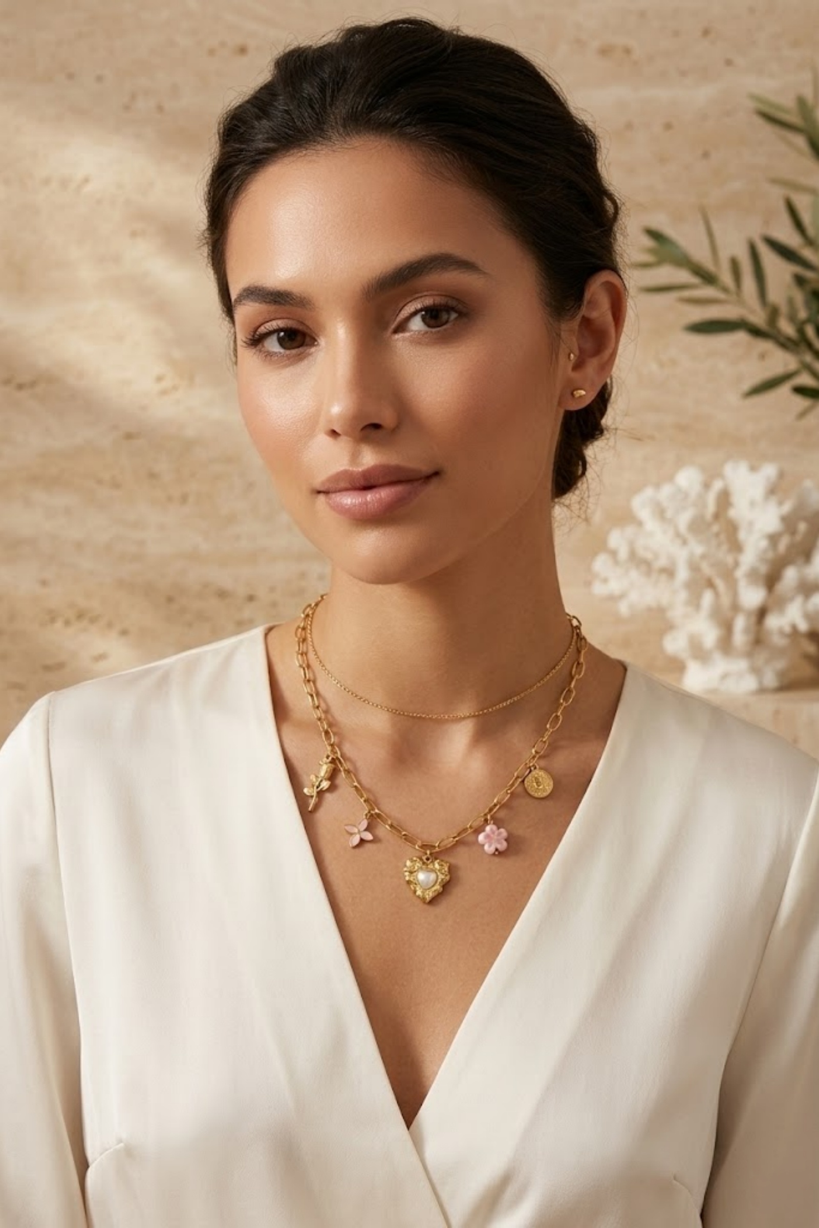 Grossiste Bellissima - Collier Charms Cœur – Acier Inoxydable Doré