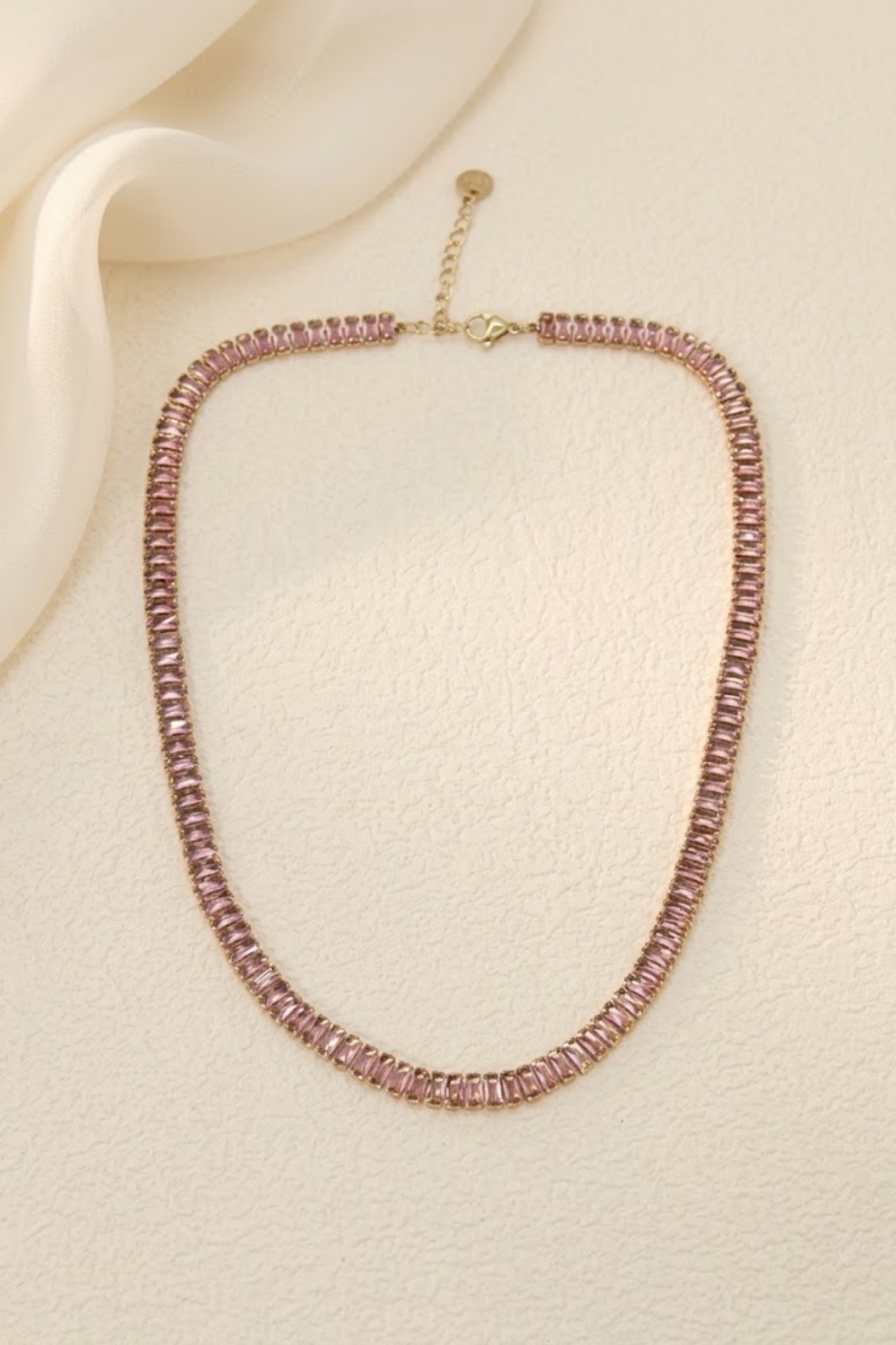 Grossiste Bellissima - Collier rivière de cristaux baguette en acier inoxydable