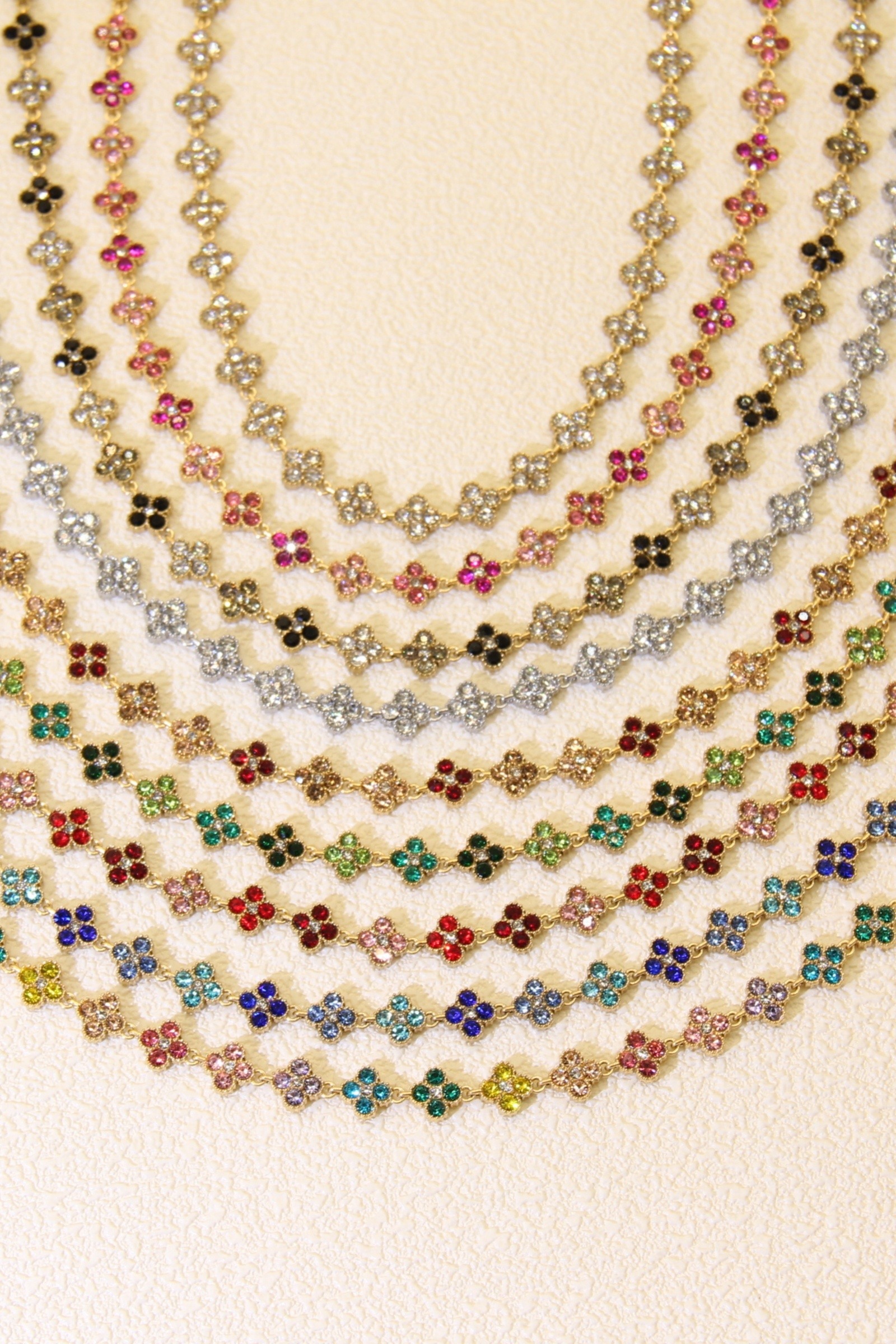 Grossiste Bellissima - Collier Princesse Ras-du-Cou Strass Multicolore – Avec Rallonge Ajustable