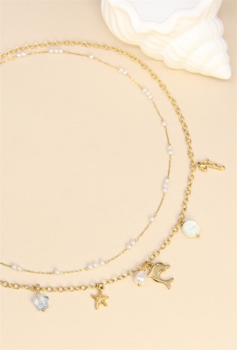 Grossiste Bellissima - Collier à Breloque en Acier Inoxydable - Élégance Inspirée de l'Océan