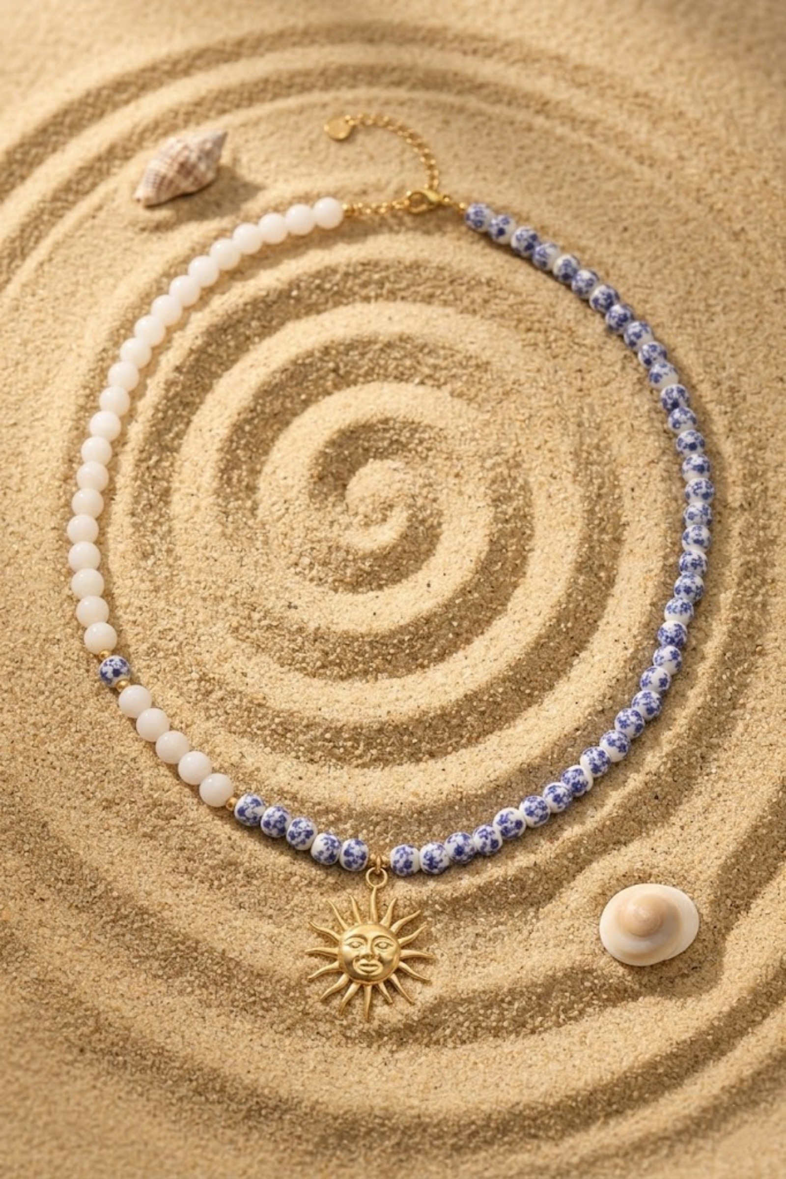 Grossiste Bellissima - Collier Perles Asymétrique Soleil – Acier Inoxydable Doré
