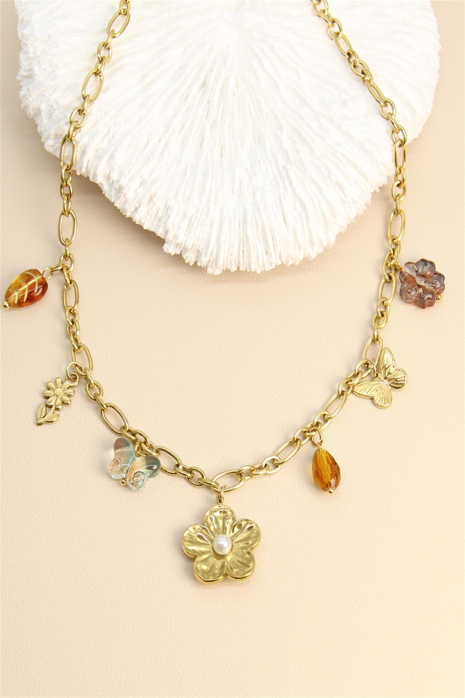 Großhändler Bellissima - EDELSTAHL-Halskette - Charms “Blume des Lichts”