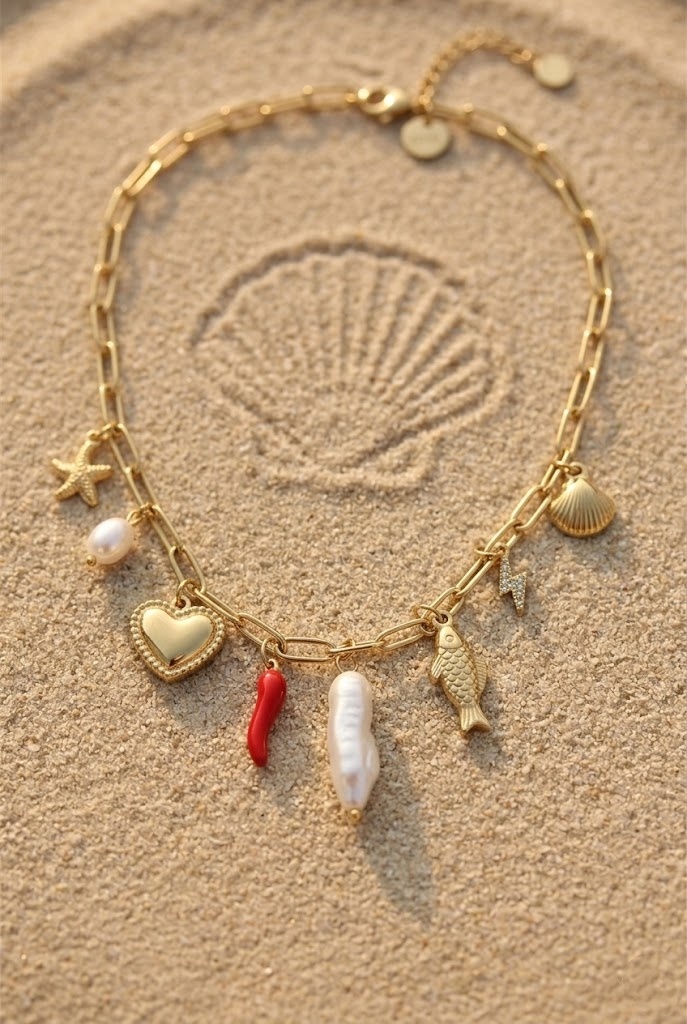 Grossiste Bellissima - Collier acier inoxydable – Chaîne maillons et pampilles marines
