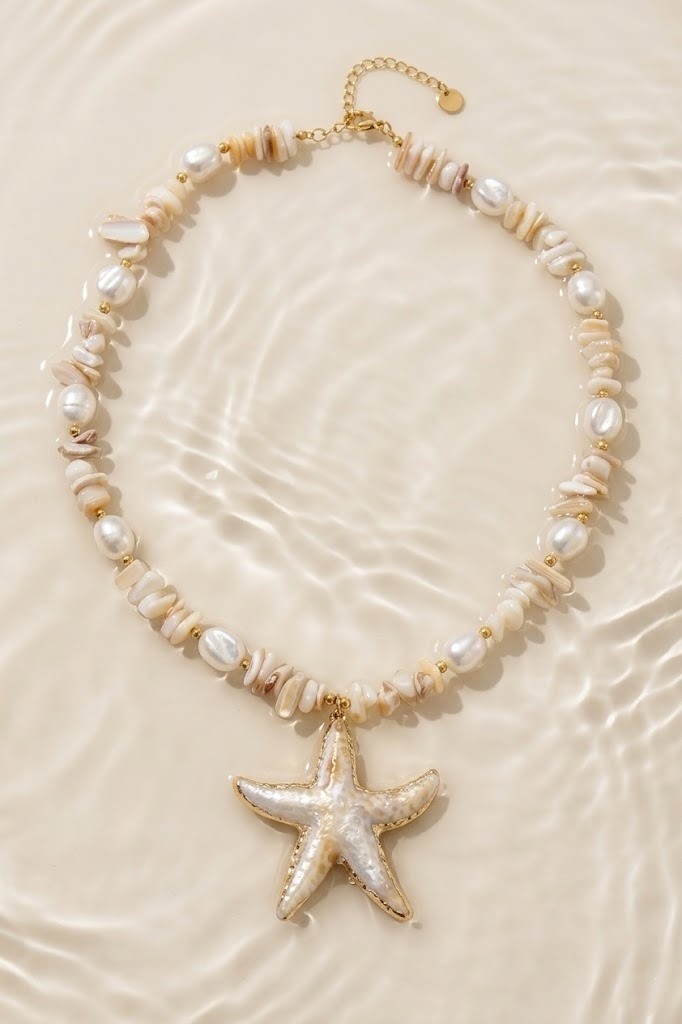 Grossiste Bellissima - Collier Perles Étoile de Mer – Acier Inoxydable Doré