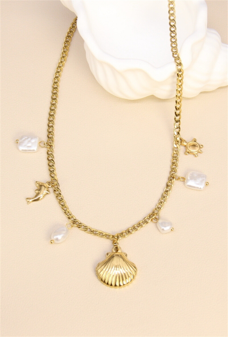 Grossiste Bellissima - Collier à Breloques en Acier Inoxydable - Charms Marins Amovibles