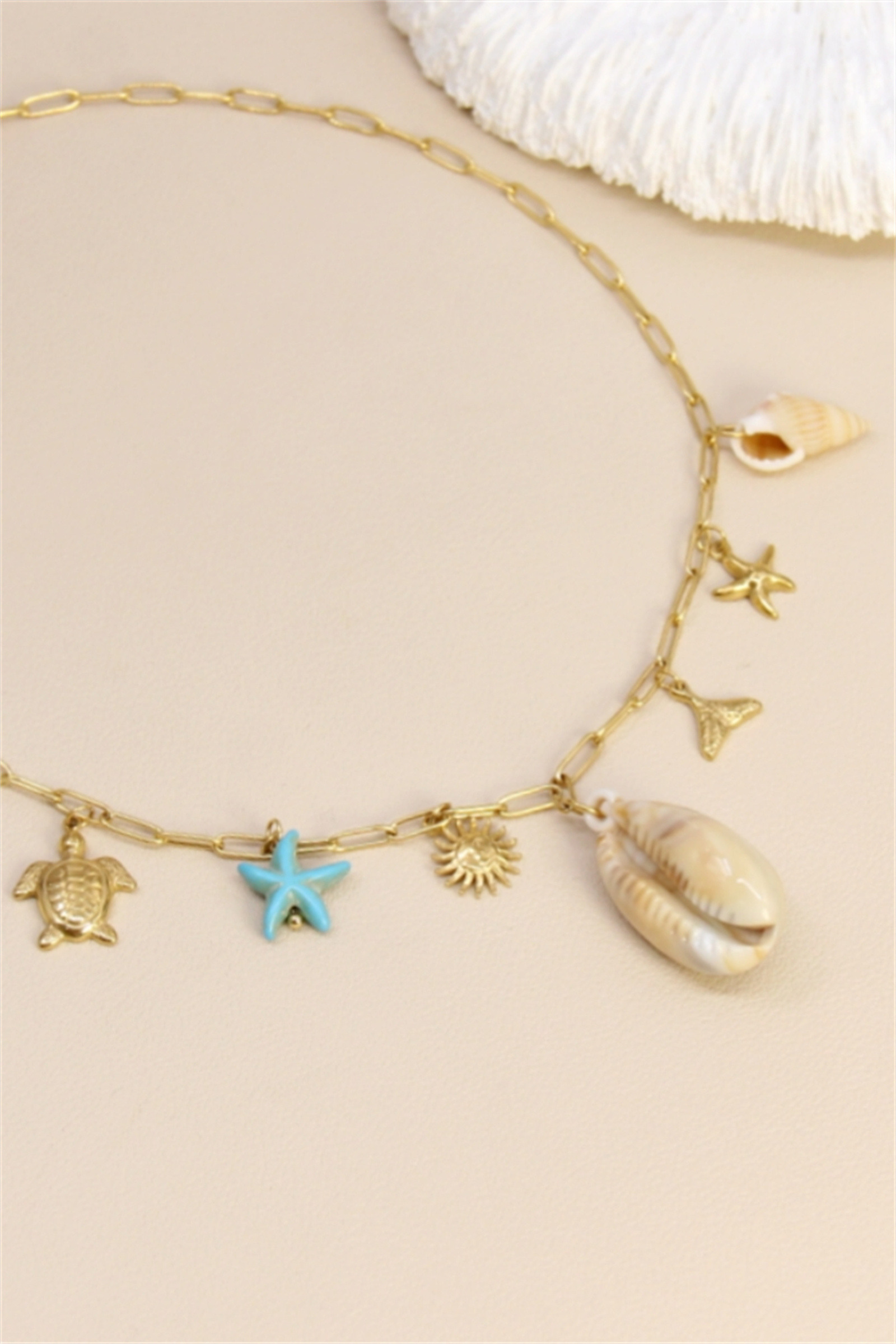 Mayorista Bellissima - Collar de Charms de Concha y Océano - Acero inoxidable