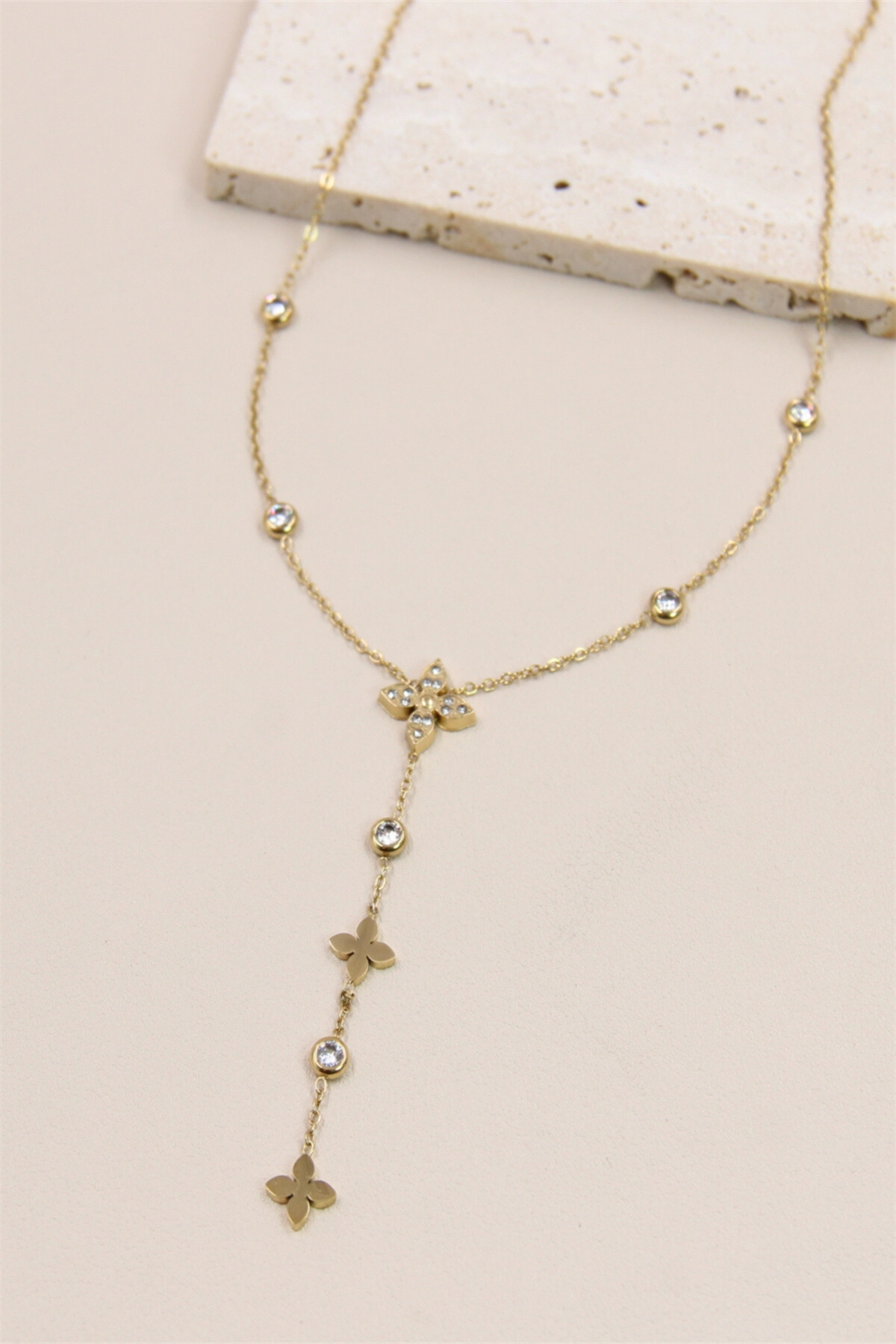 Wholesaler Bellissima - "Y" stainless steel "Y" necklace - shine and modernity
