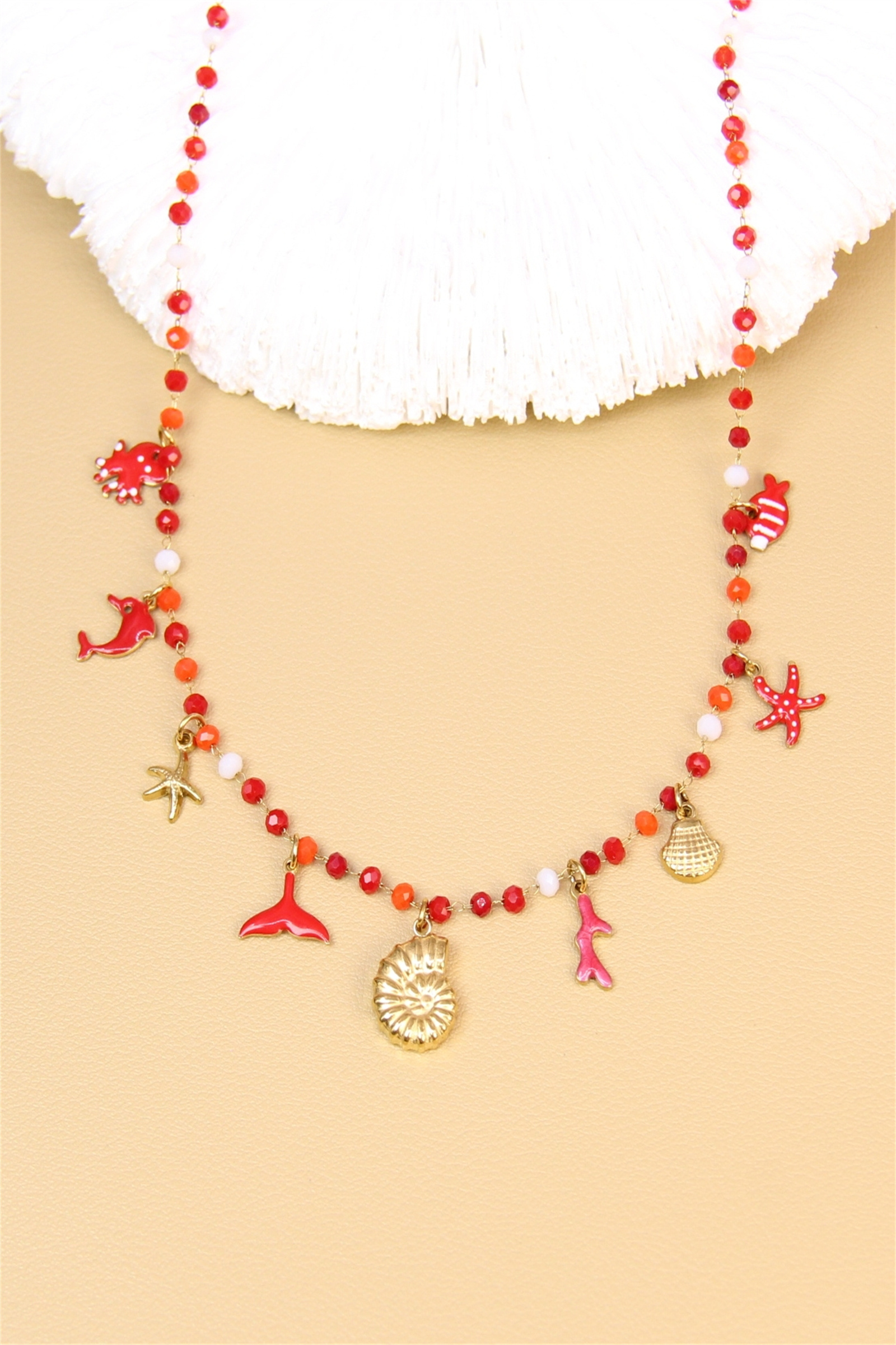 Grossiste Bellissima - Collier Océan Pop – Charms marins & perles colorées – Acier inoxydable