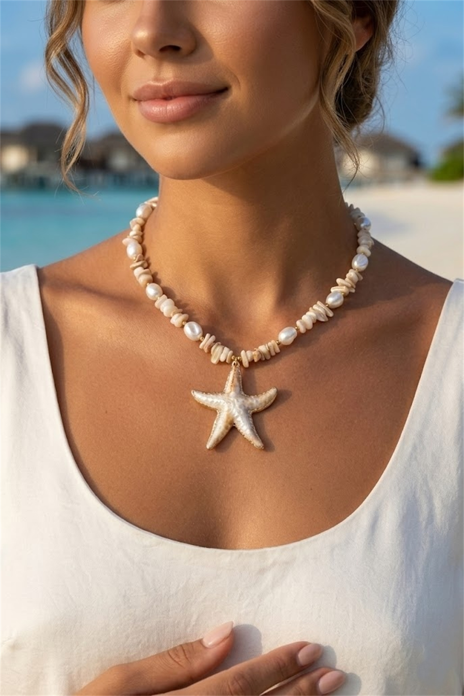 Grossiste Bellissima - Collier Perles Étoile de Mer – Acier Inoxydable Doré