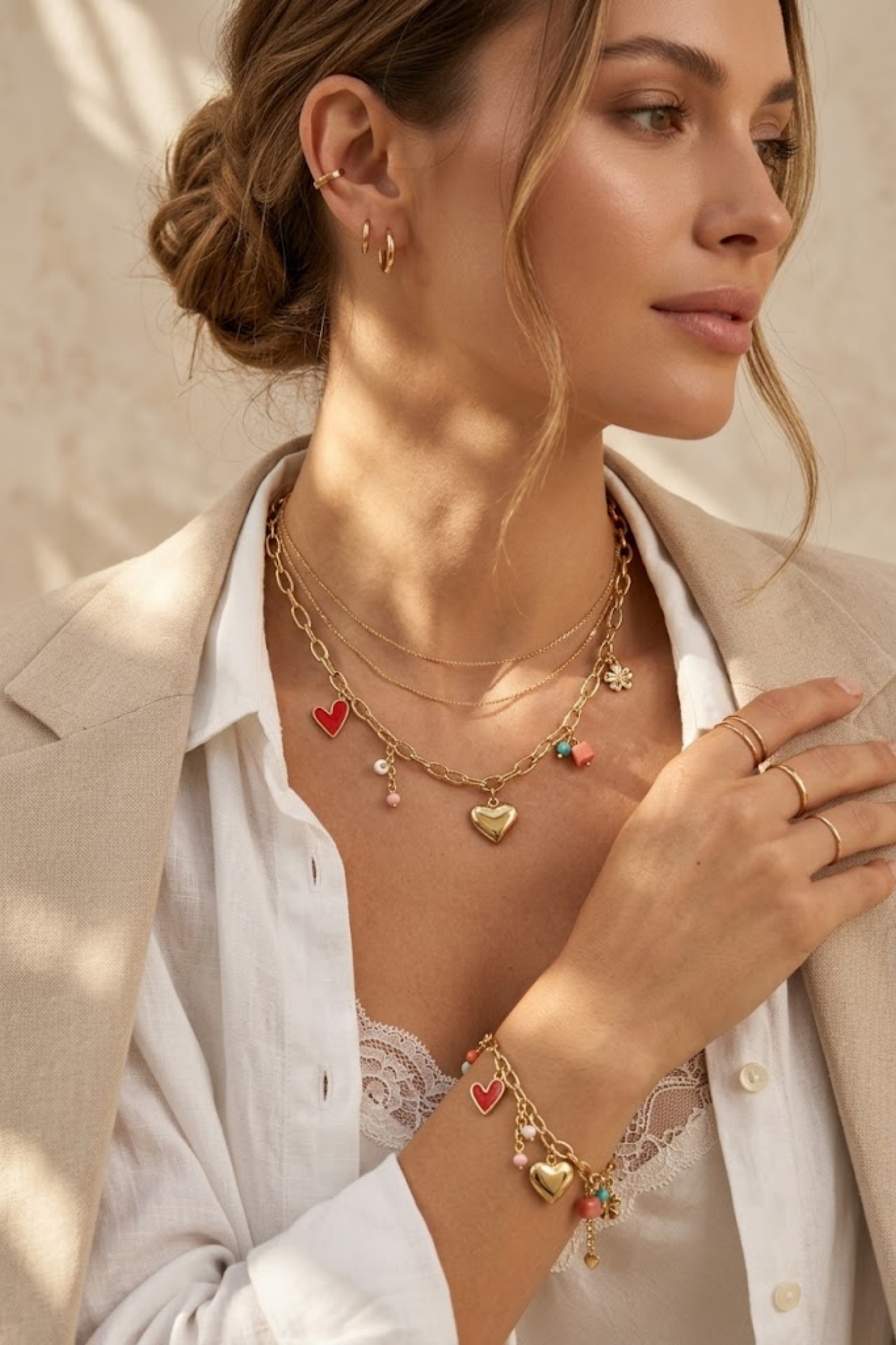 Grossiste Bellissima - Collier - breloque coeur fleur en acier inoxydable : Style & féminité