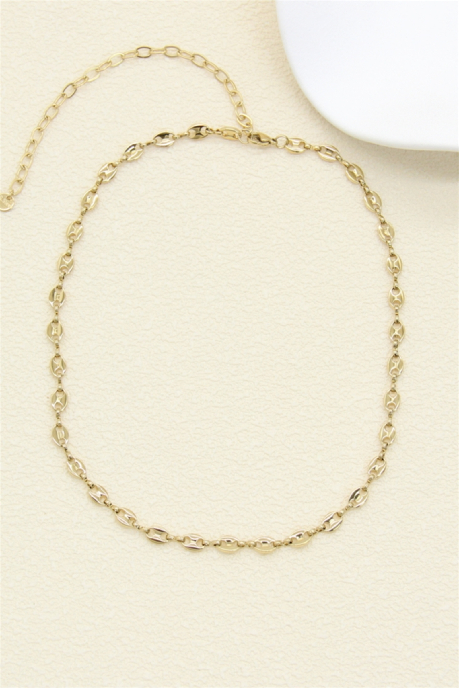 Grossiste Bellissima - Collier Graine de Café en Acier Inoxydable Doré – Chaîne Élégante