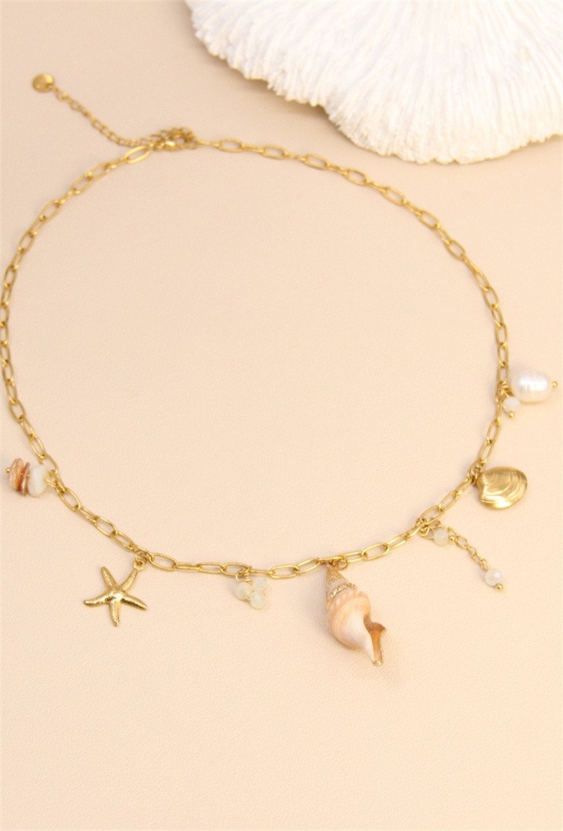 Grossiste Bellissima - Collier Maillon & Breloques Marin – Trésors de l’Océan en Acier Inoxydable