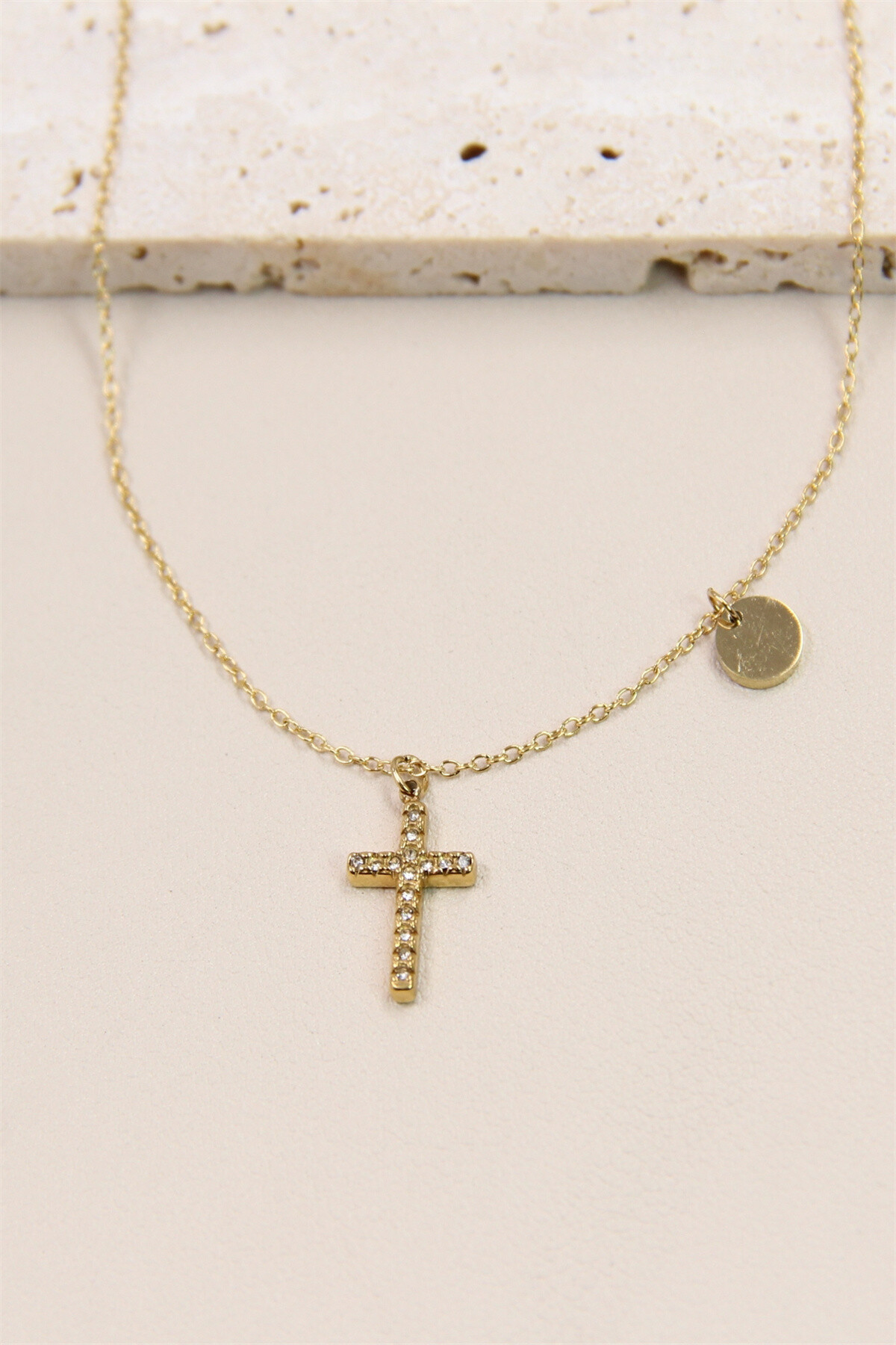 Grossista Bellissima - Collana a croce decorata con strass in acciaio inossidabile - eleganza e luminosità