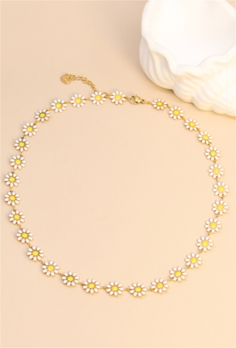 Wholesaler Bellissima - Stainless steel Marguerite flower necklace - Floral elegance