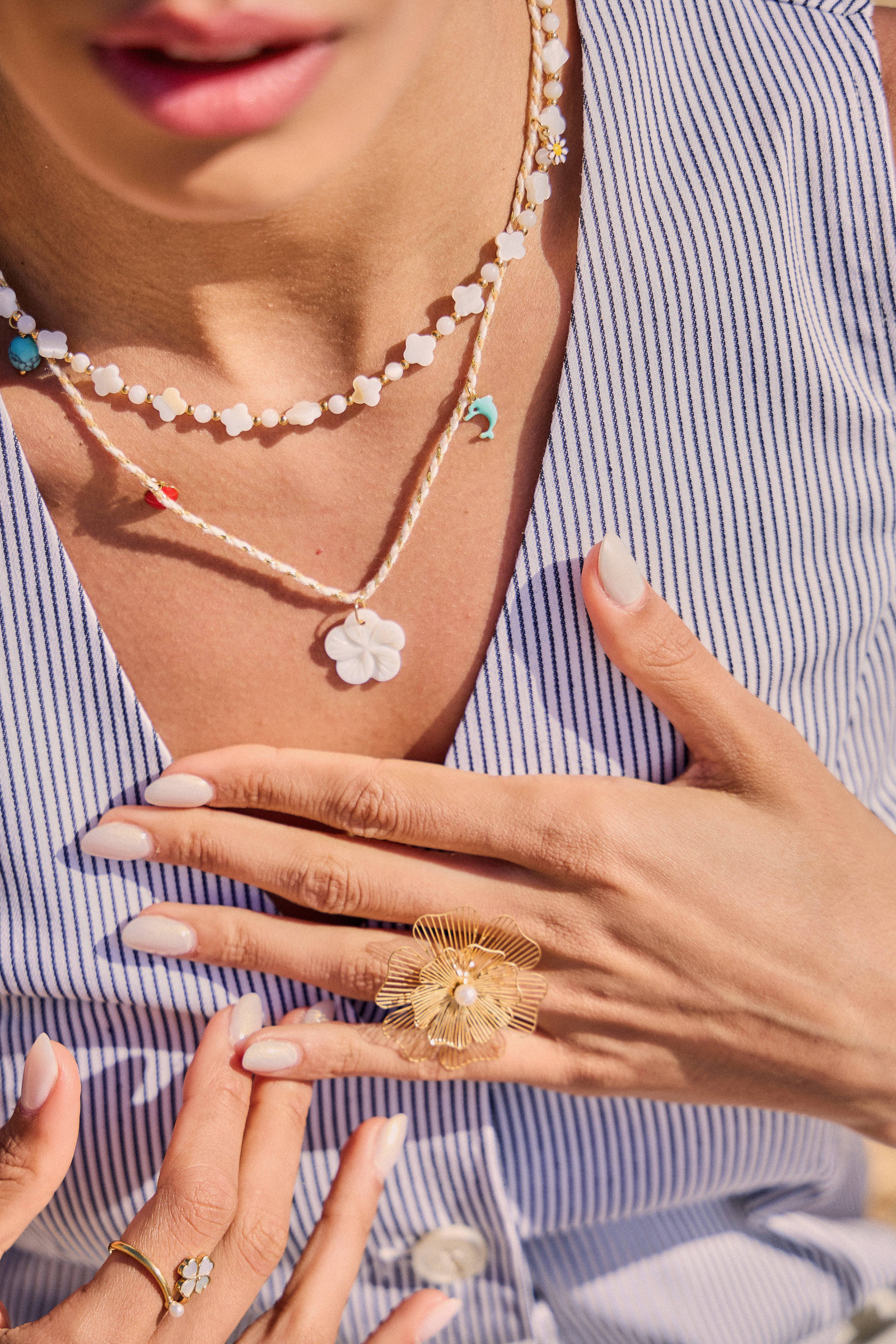 Wholesaler Bellissima - Stainless steel charm's cord necklace - daring elegance