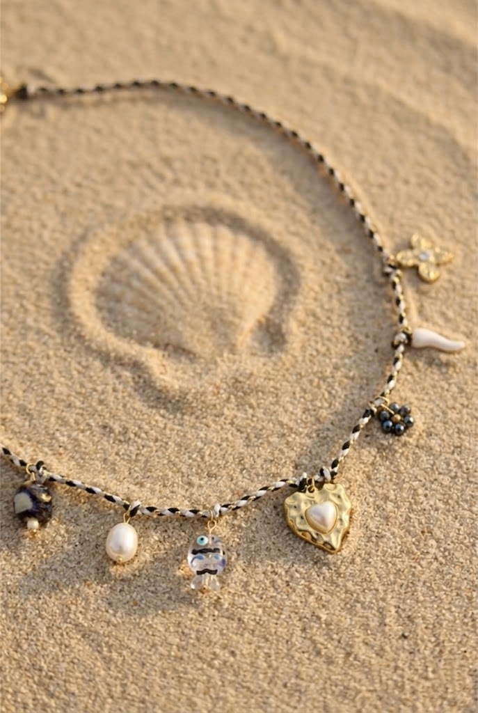 Grossiste Bellissima - Collier Cordon Noir & Pampilles Dorées – Acier Inoxydable