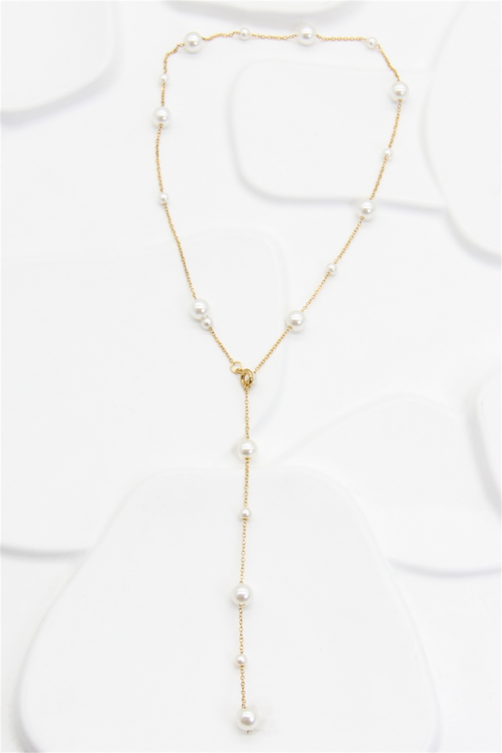 Grossiste Bellissima - Collier perles doré deux façons de porter – acier inoxydable