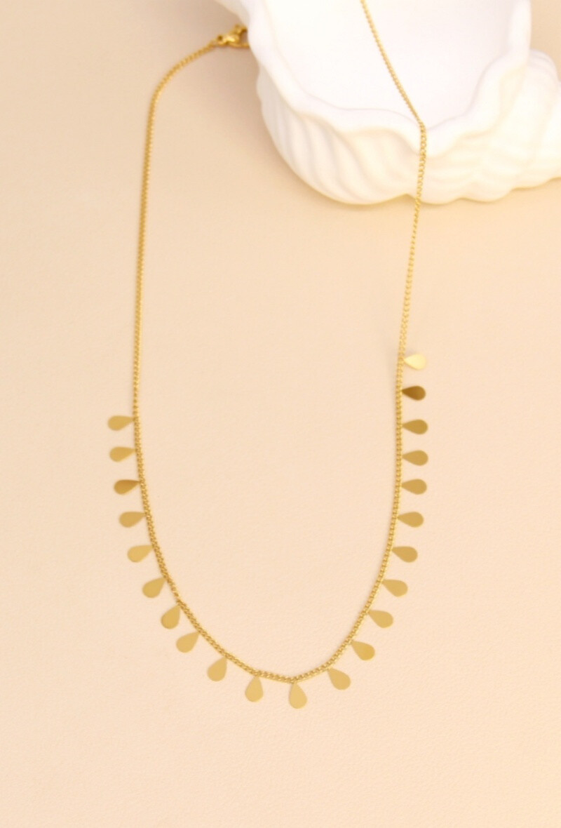 Grossiste Bellissima - Collier acier inoxydable – pampilles gouttes fines et stylées